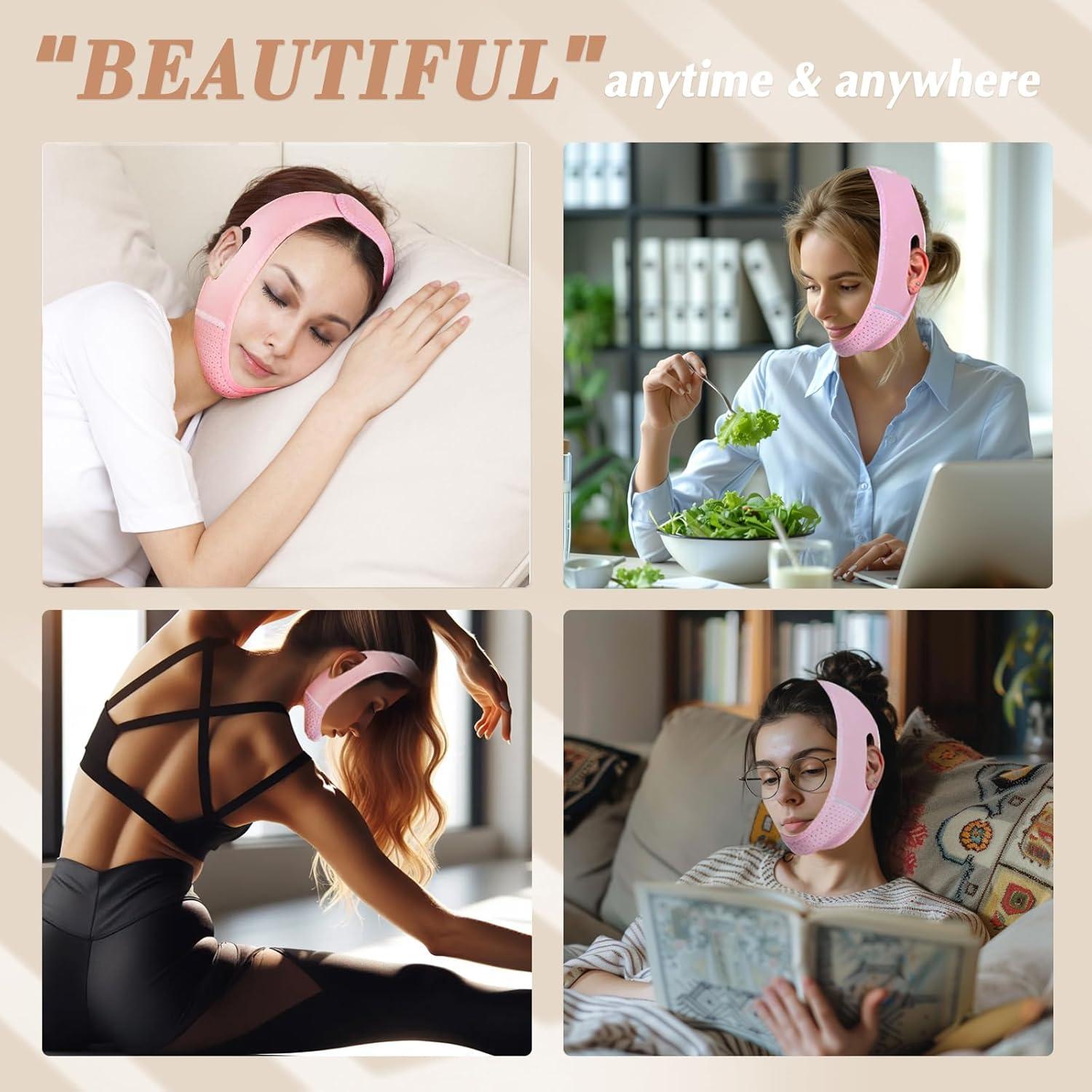 Mascarilla Facial V Line Beiskll con Correa Ajustable Rosa