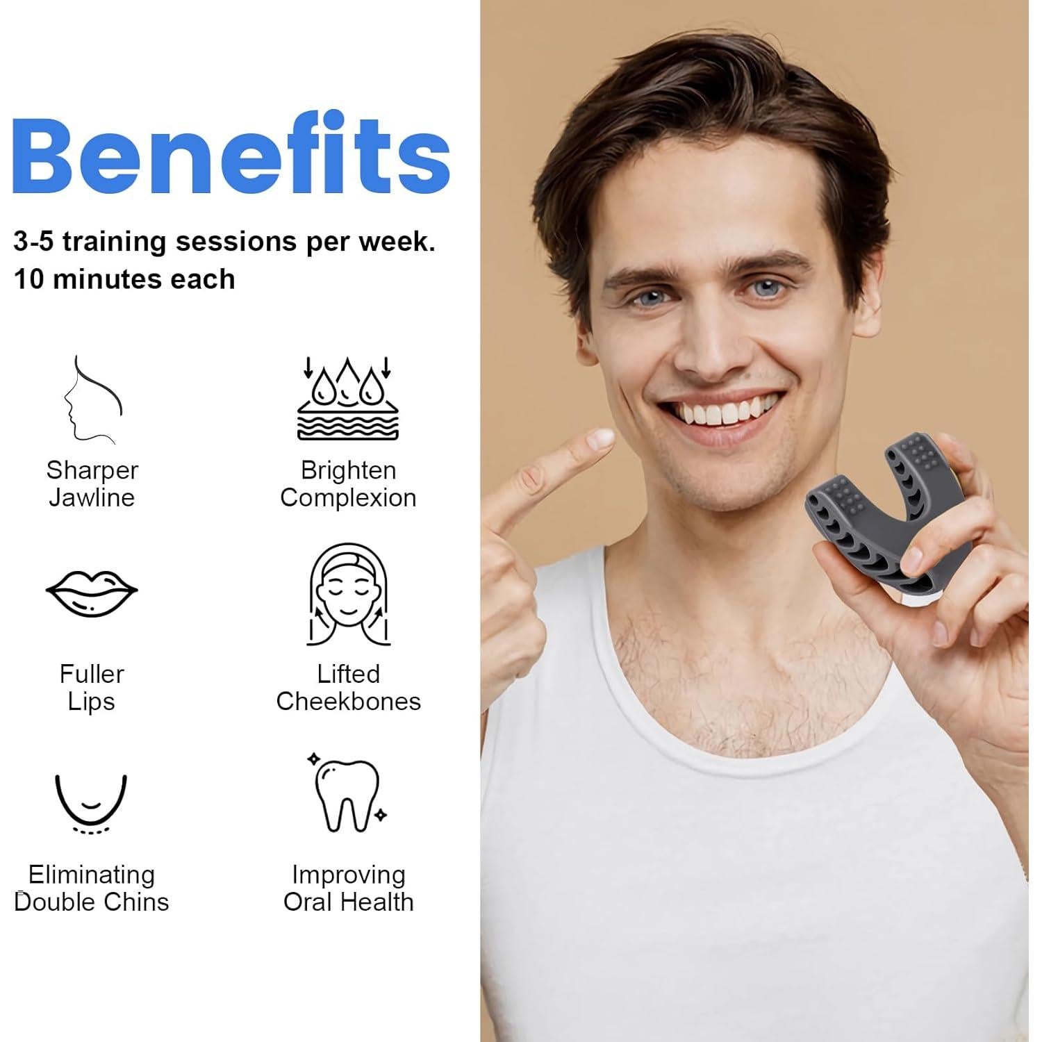 Ejercitador de Mandíbula TEAWOO Set 9PCS 3 Niveles Resistencia