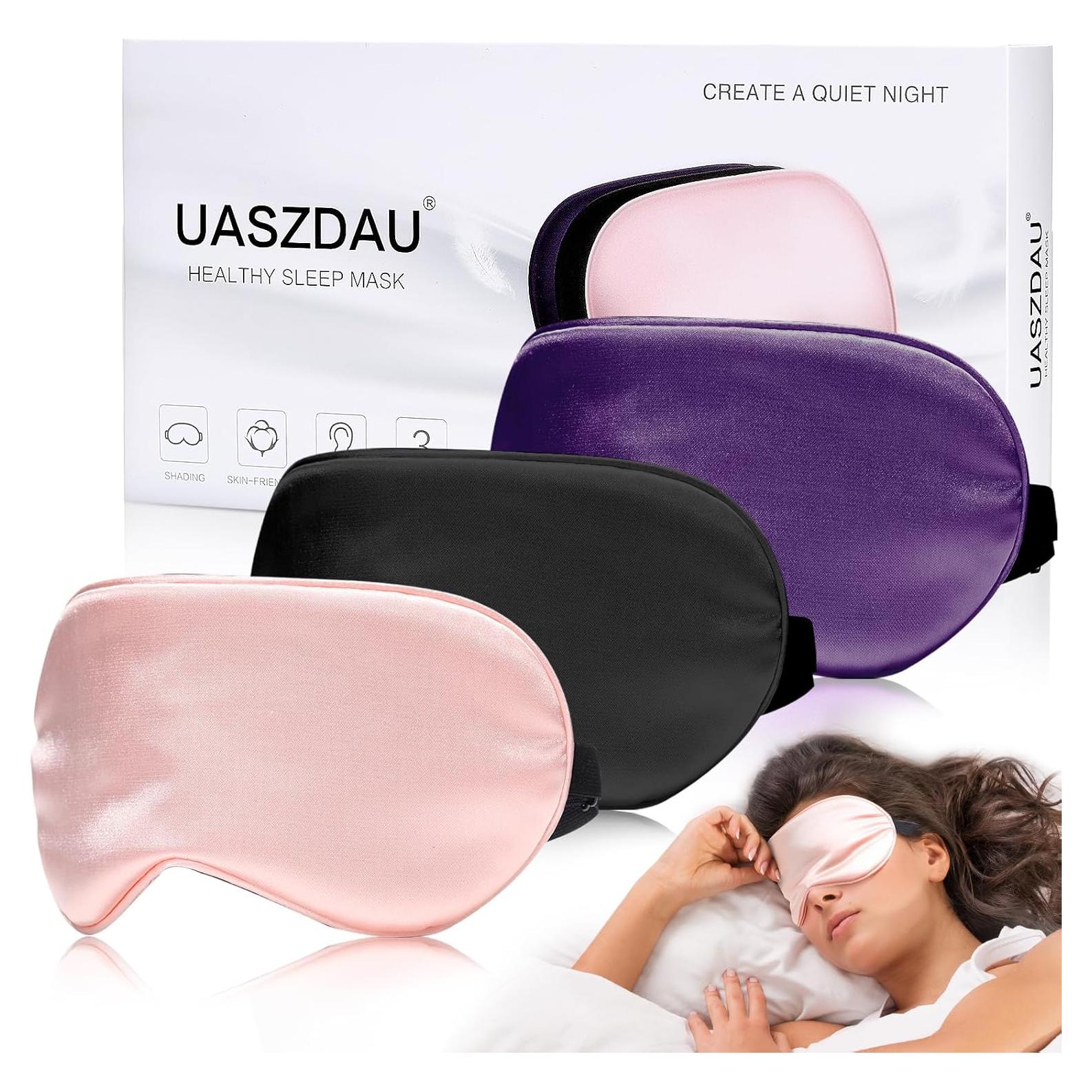 Máscara de Sueño de Seda Uaszdau 3 Piezas Ajustable