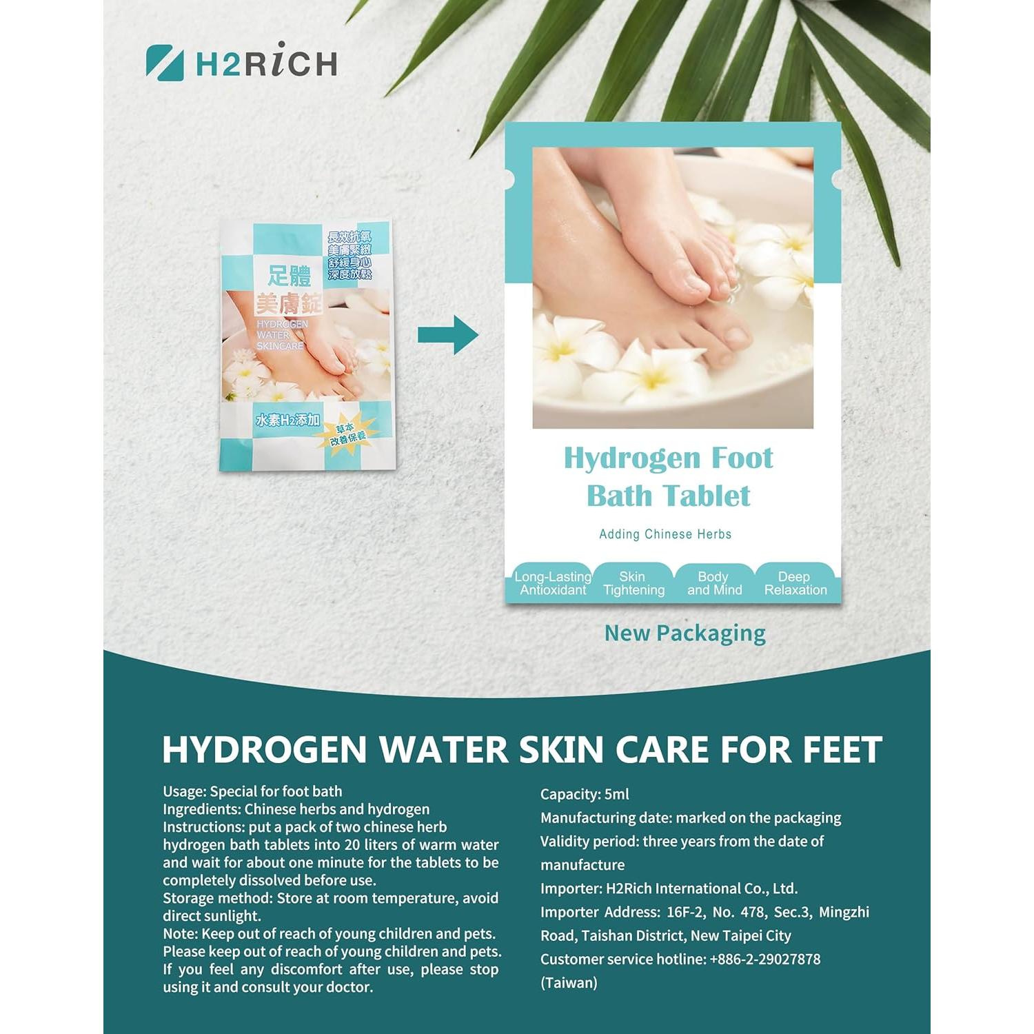 Tabletas Efervescentes H2RICH para Remojo de Pies 2 Piezas