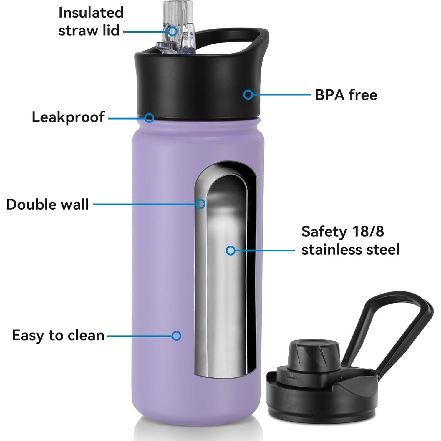 Botella de Agua Aislada VEGOND 473ml 4 Piezas Lavanda