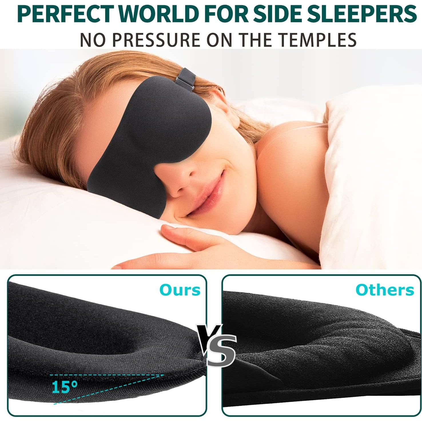 Máscara de Sueño NEWVANGA 3D Gris Bloqueo Luz Viaje