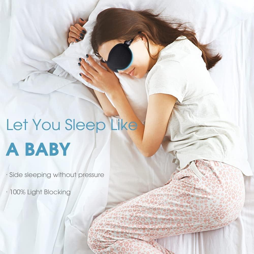 Máscara de Sueño 3D PrettyCare con Tapones y Bolsa de Viaje