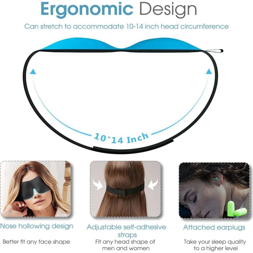 Máscara de Sueño 3D PrettyCare con Tapones y Bolsa de Viaje