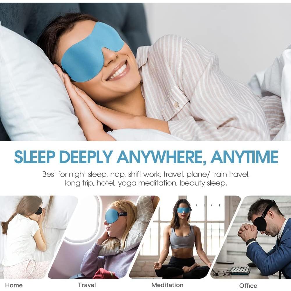 Máscara de Sueño 3D PrettyCare con Tapones y Bolsa de Viaje