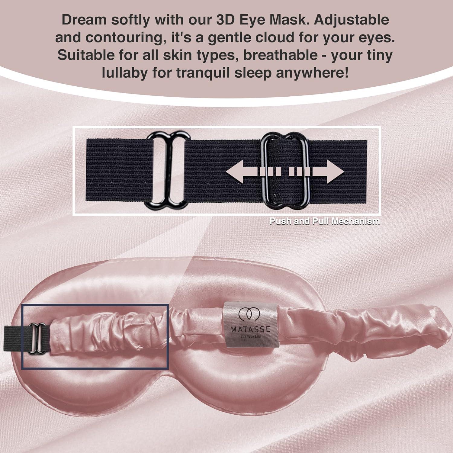 Máscara de Ojos de Seda Matasse 3D Ajustable Rosa