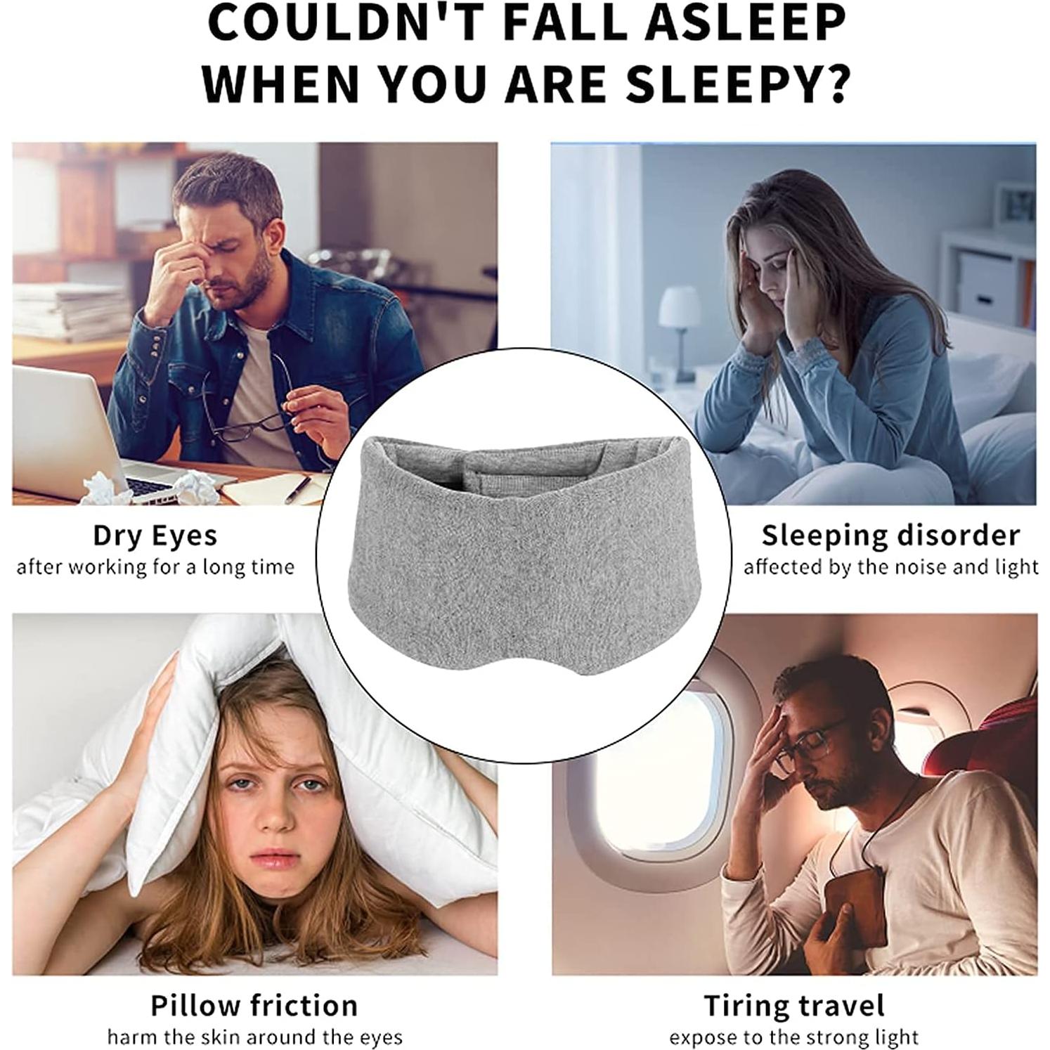 Mascarilla para dormir SUWEISHI 100% algodón gris ajustable