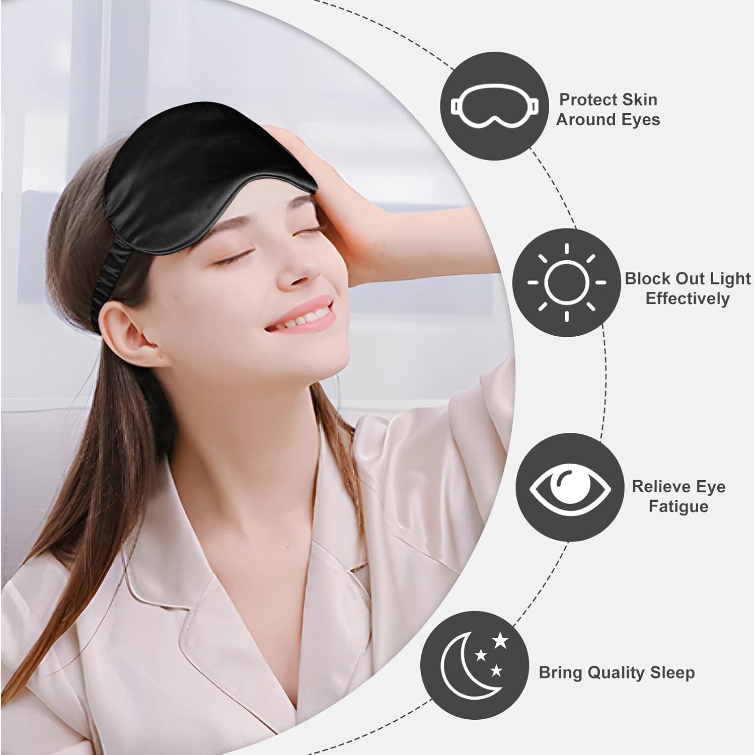 Máscara de Sueño OLESILK de Seda Negra con Tapones
