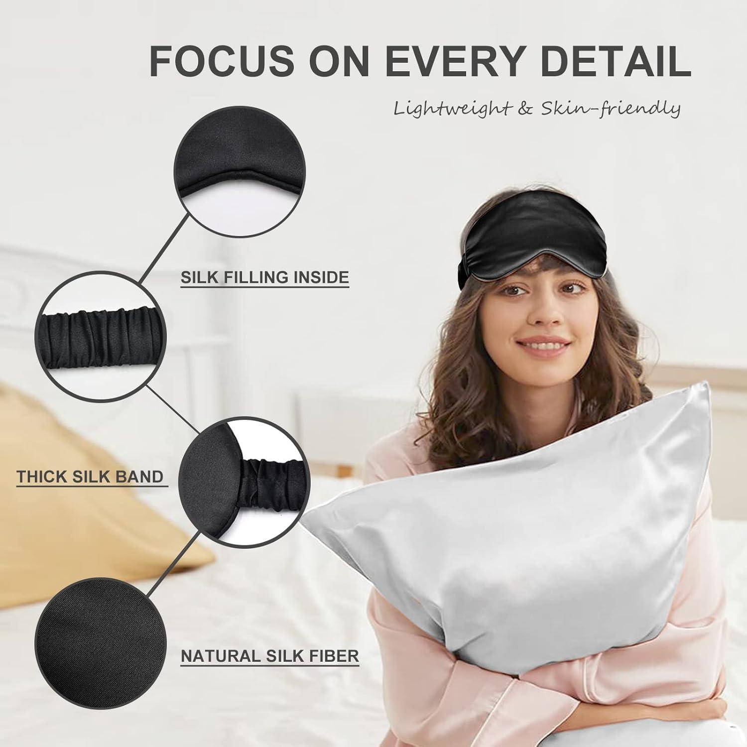 Máscara de Sueño OLESILK de Seda Negra con Tapones