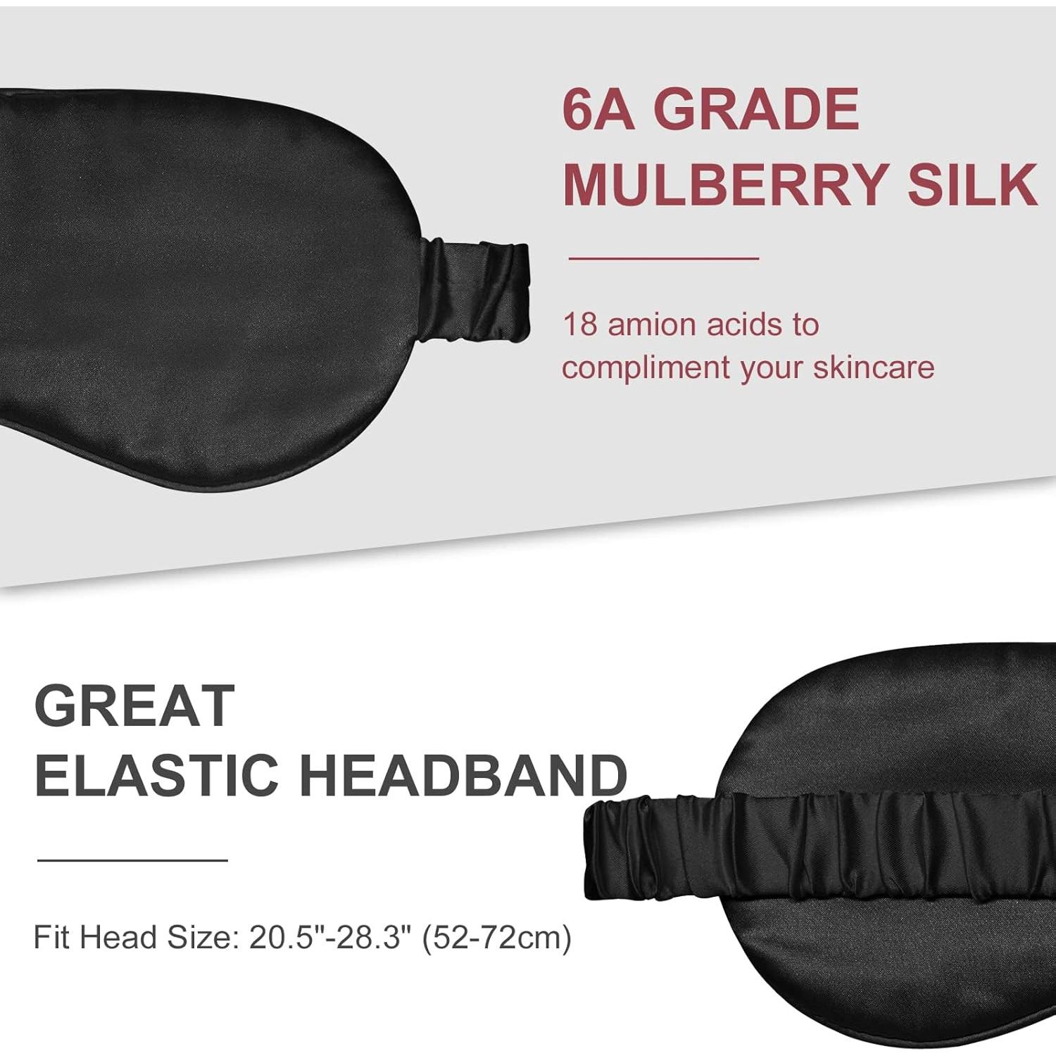 Máscara de Sueño OLESILK de Seda Negra con Tapones