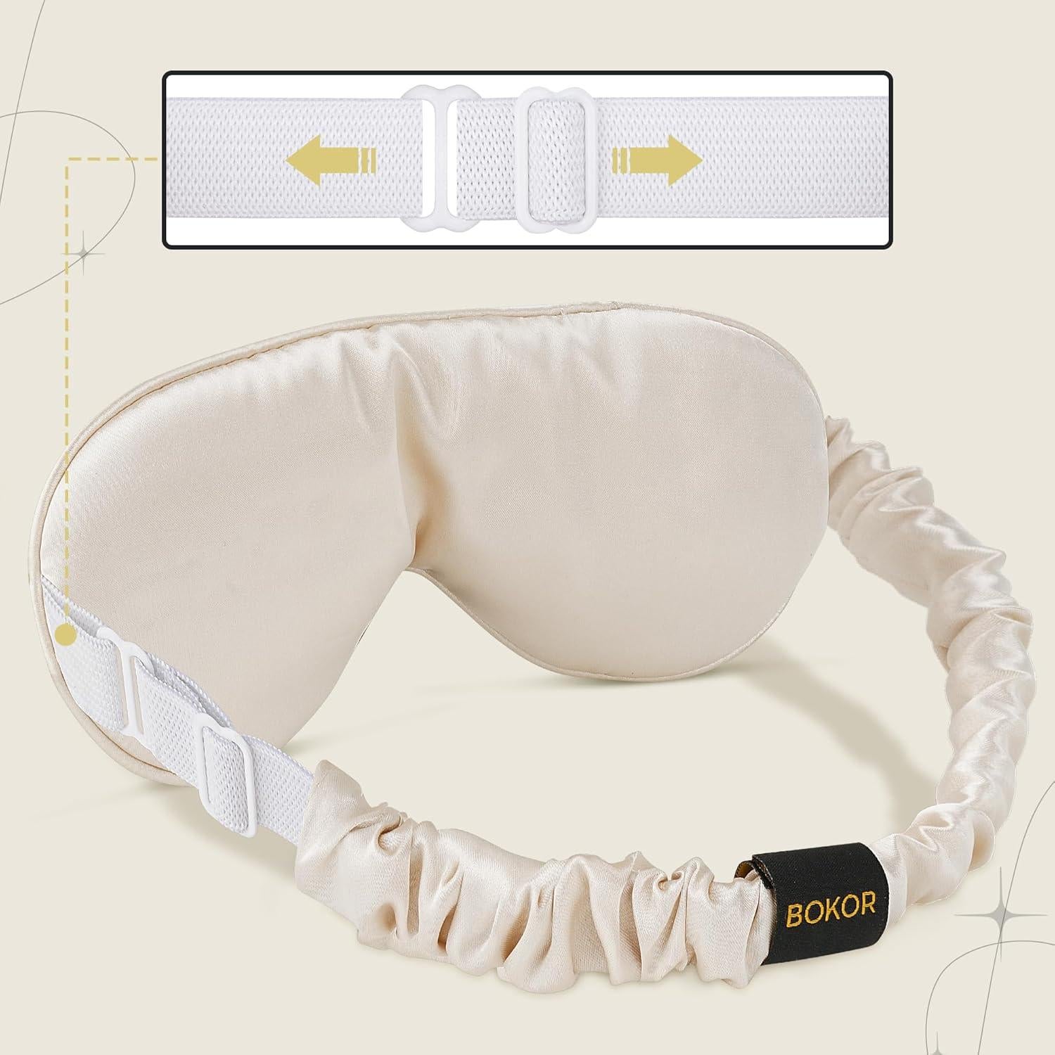 Máscara de Sueño BOKOR de Seda Ajustable - Bloqueo de Luz