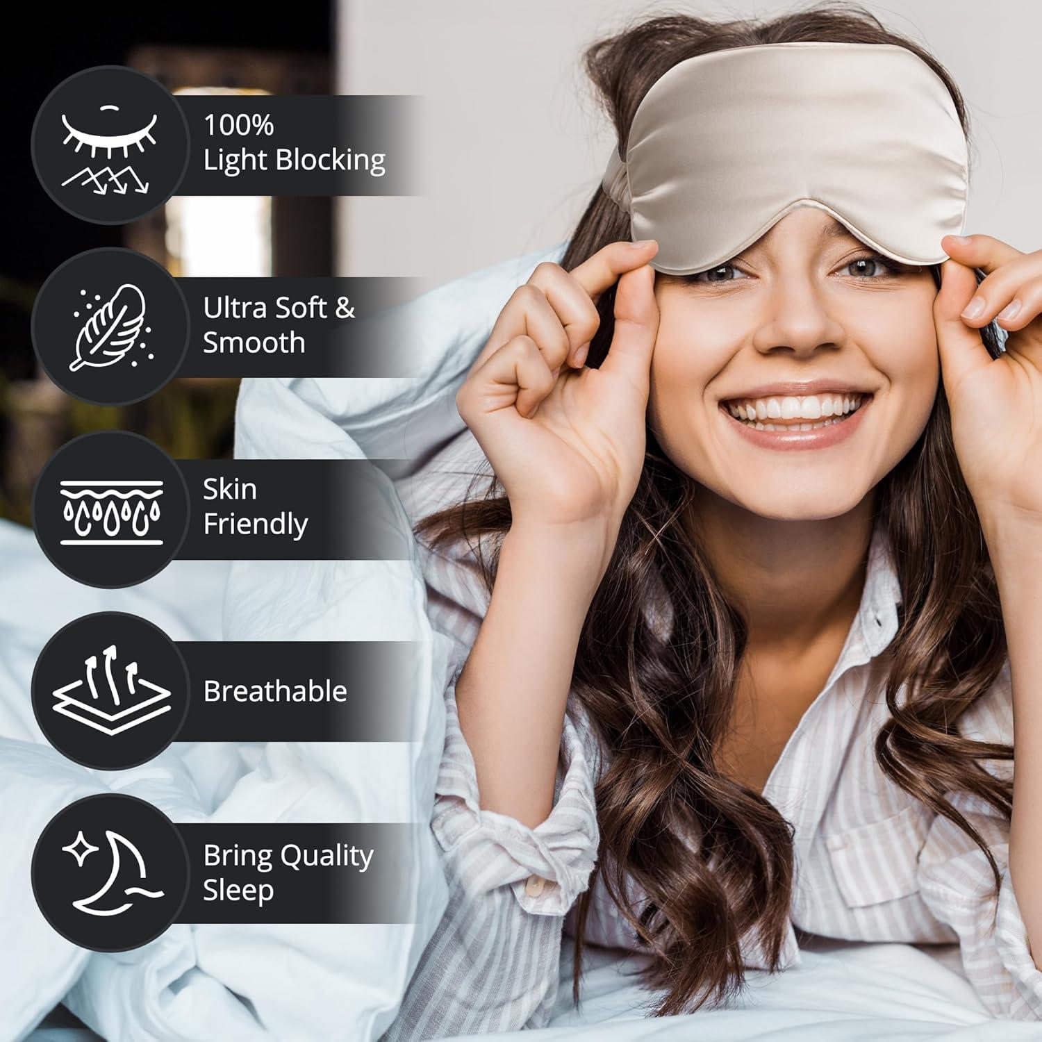 Máscara de Sueño BOKOR de Seda Ajustable - Bloqueo de Luz
