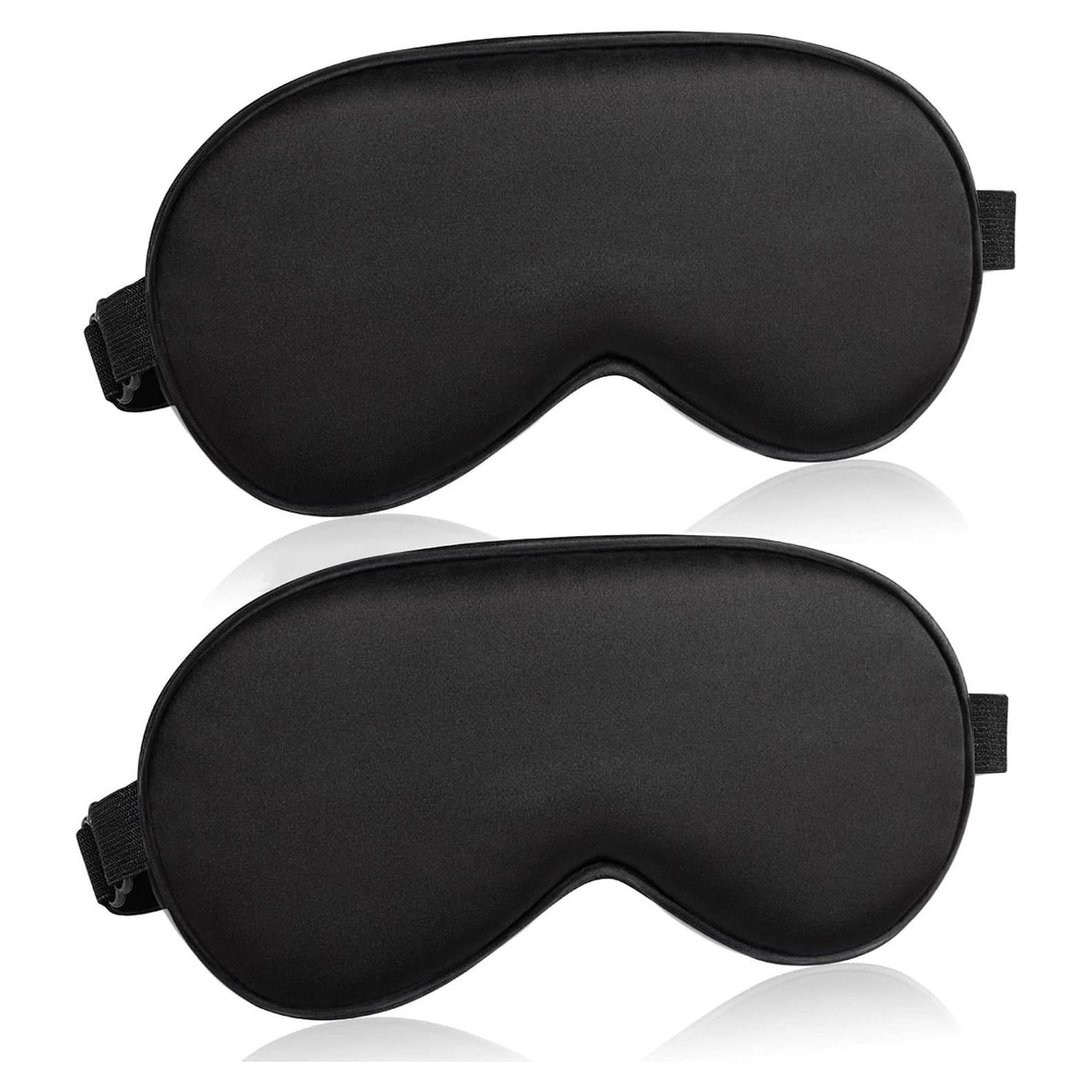 Máscara para Dormir ToRhine 2 Pcs Seda Ajustable Bloqueo Luz