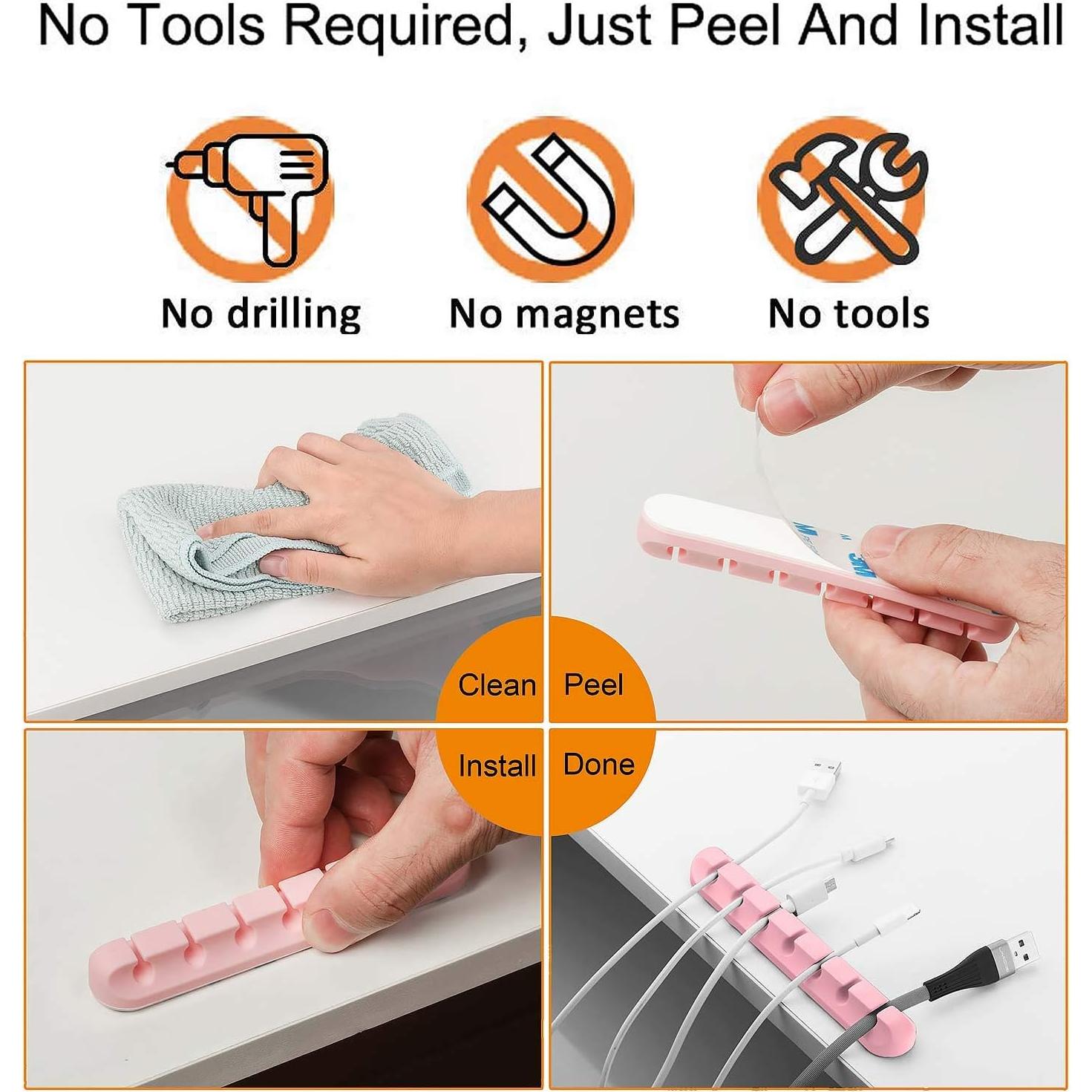 Organizador de Cables Rosa TviewSmart 5 Ranuras Autoadhesivo