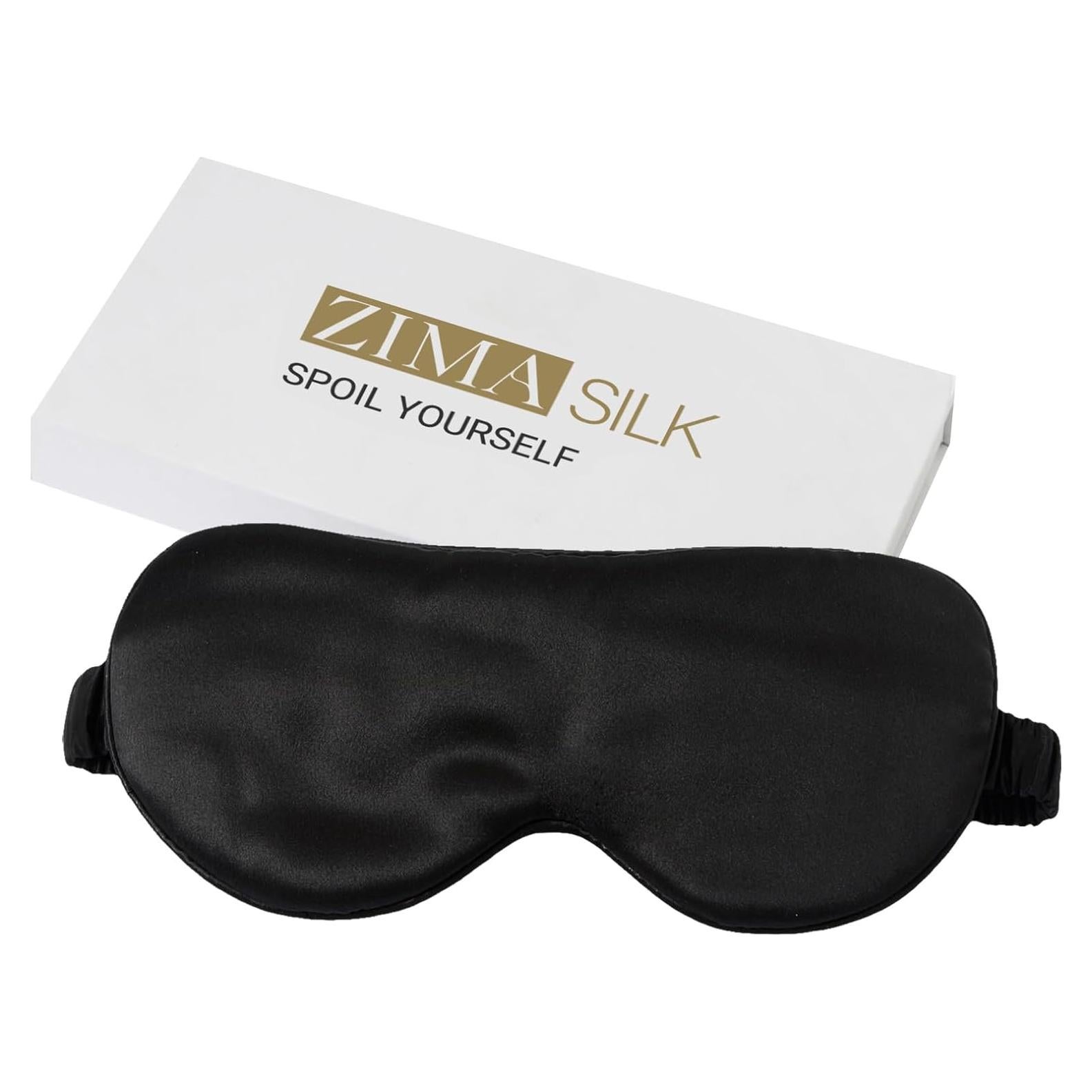 ZIMASILK Máscara de Sueño Ajustable 100% Seda Morera Negra