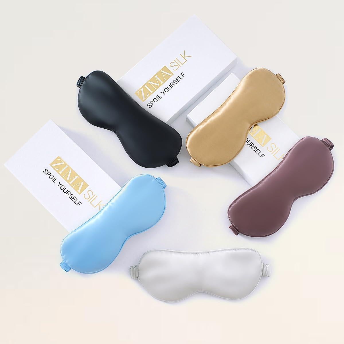 ZIMASILK Máscara de Sueño Ajustable 100% Seda Morera Negra