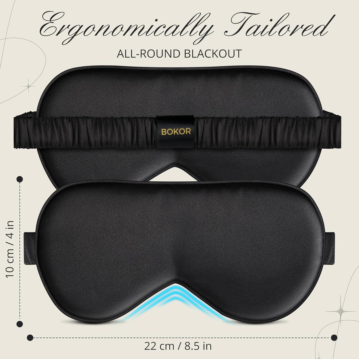 Máscara de Sueño de Seda BOKOR Ajustable 100% Bloqueadora