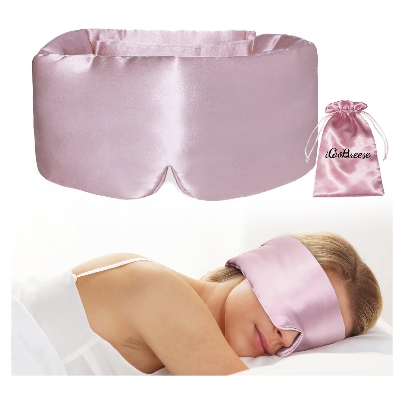 Máscara de Ojos de Seda iCooBreeze Ajustable Rosa Loto