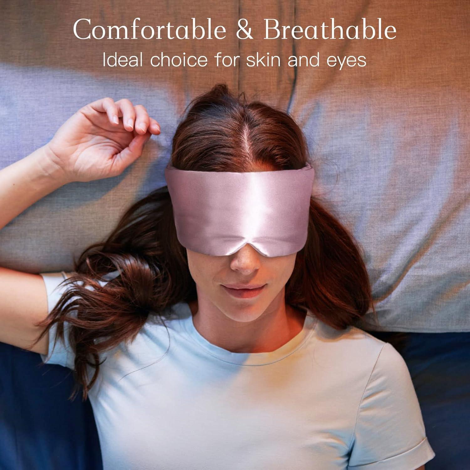 Máscara de Ojos de Seda iCooBreeze Ajustable Rosa Loto