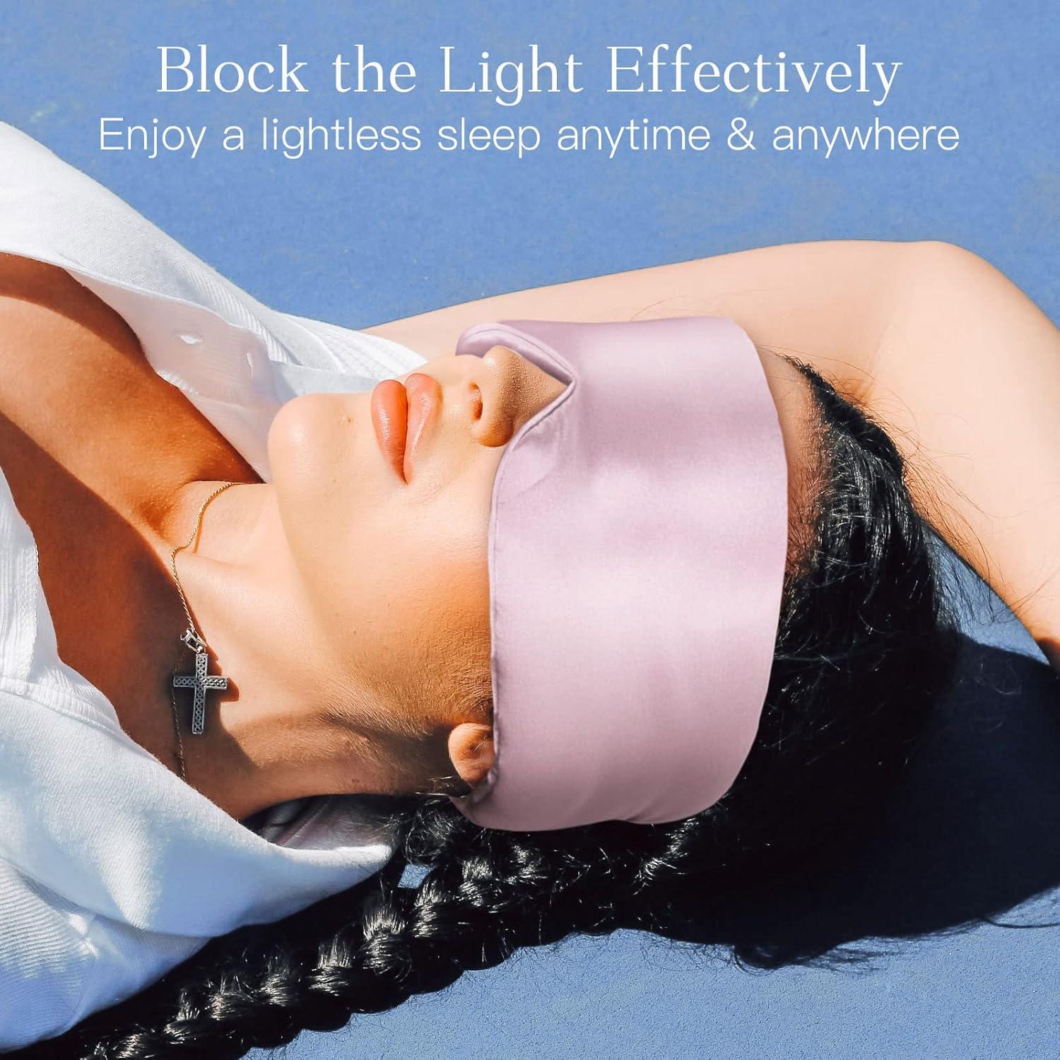 Máscara de Ojos de Seda iCooBreeze Ajustable Rosa Loto