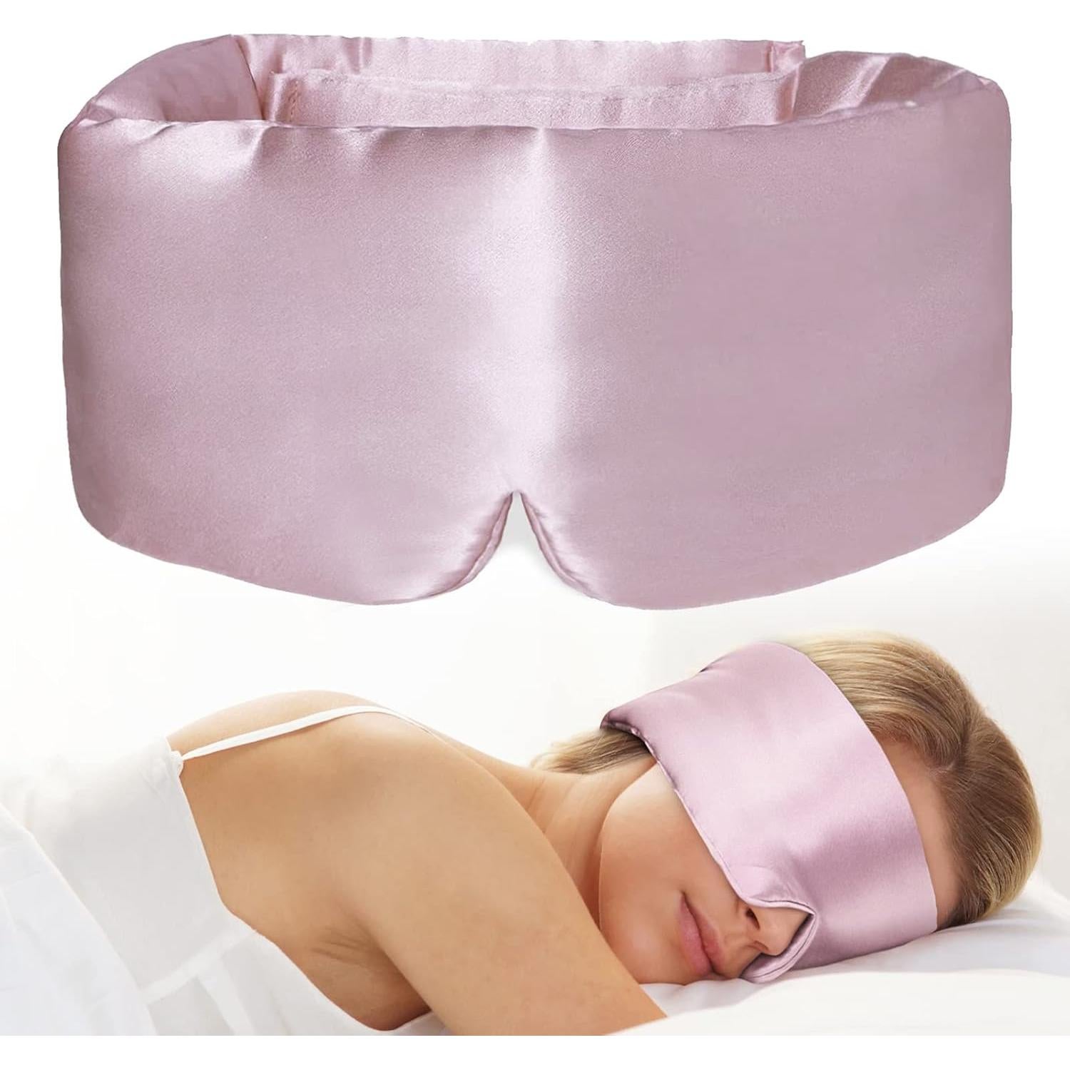 Máscara de Ojos de Seda iCooBreeze Ajustable Rosa Loto