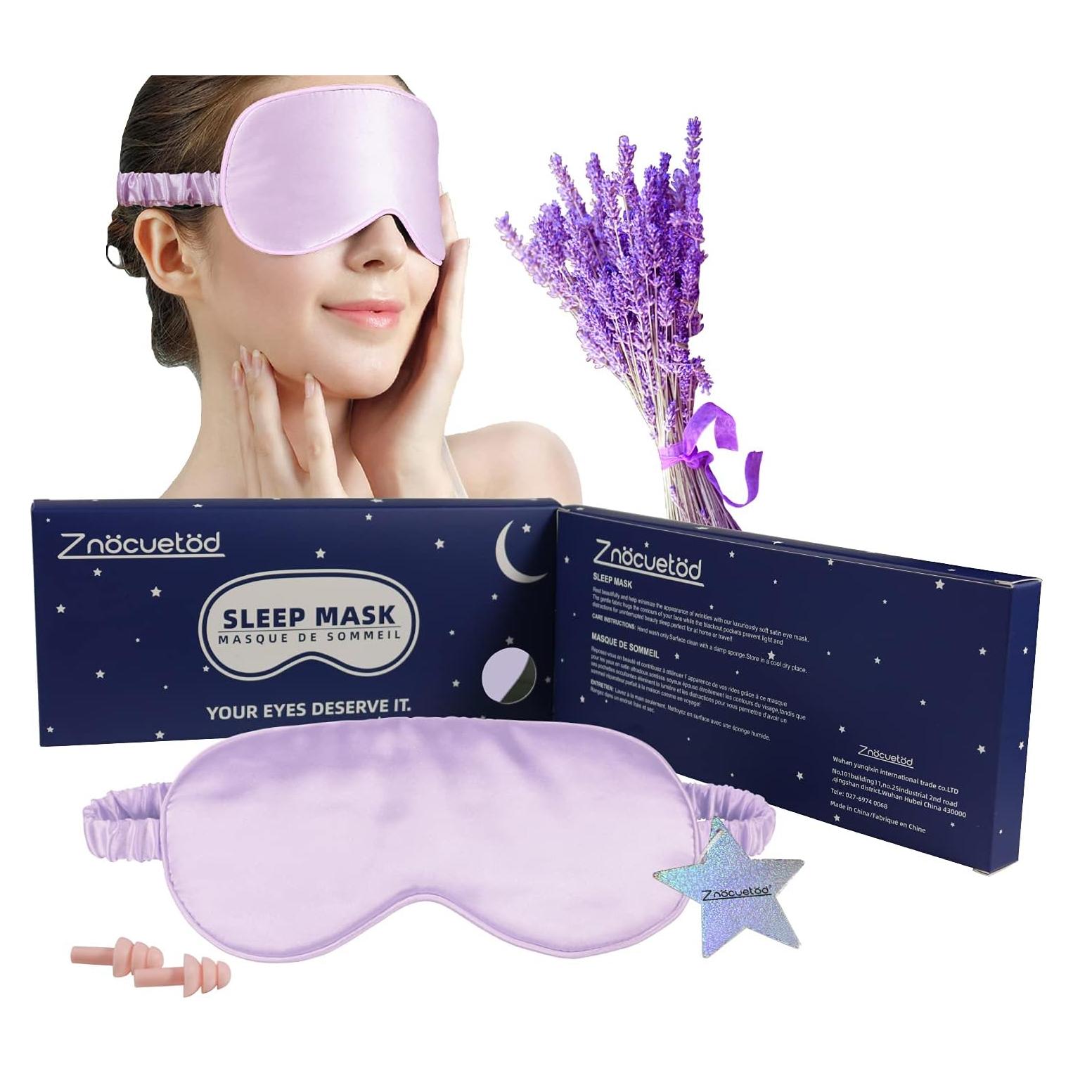 Máscara de Ojos de Seda con Lavanda Actualizado26 - Suave y Bloqueo de Luz