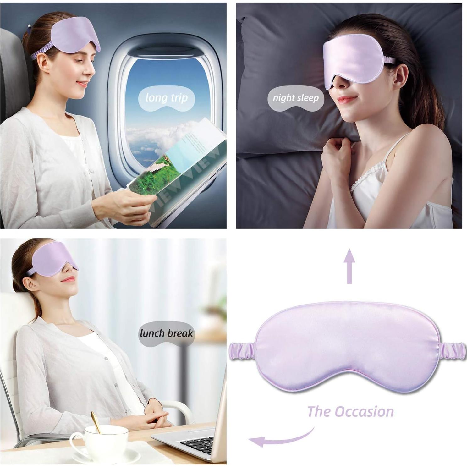 Máscara de Ojos de Seda con Lavanda Actualizado26 - Suave y Bloqueo de Luz