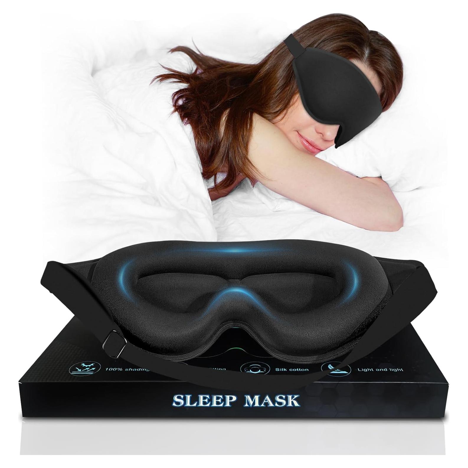 Máscara de Ojos 3D Suave y Ligera ABCDMM Negra