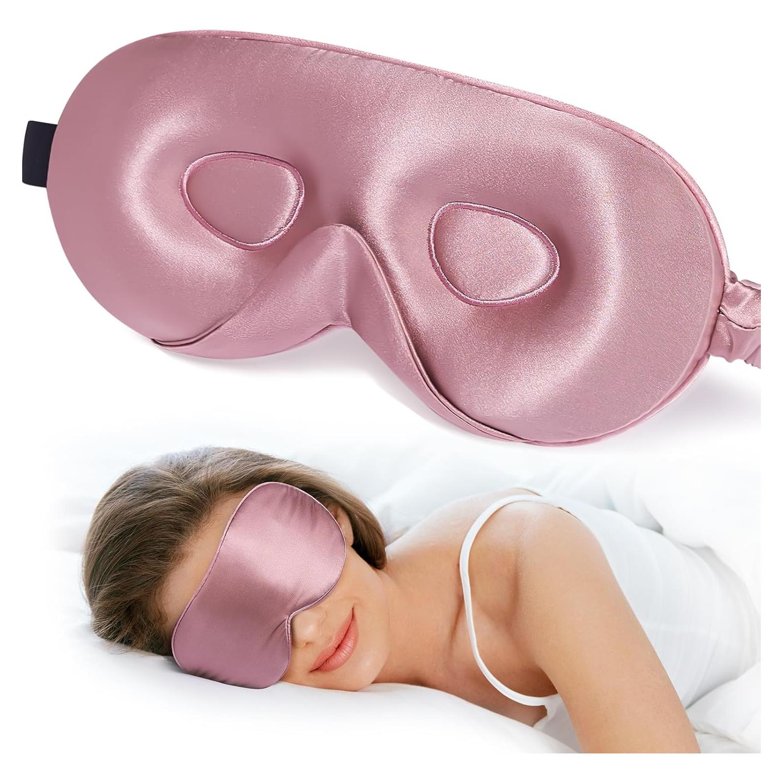 Máscara de Sueño LitBear 3D Seda Morera Ajustable Rosa