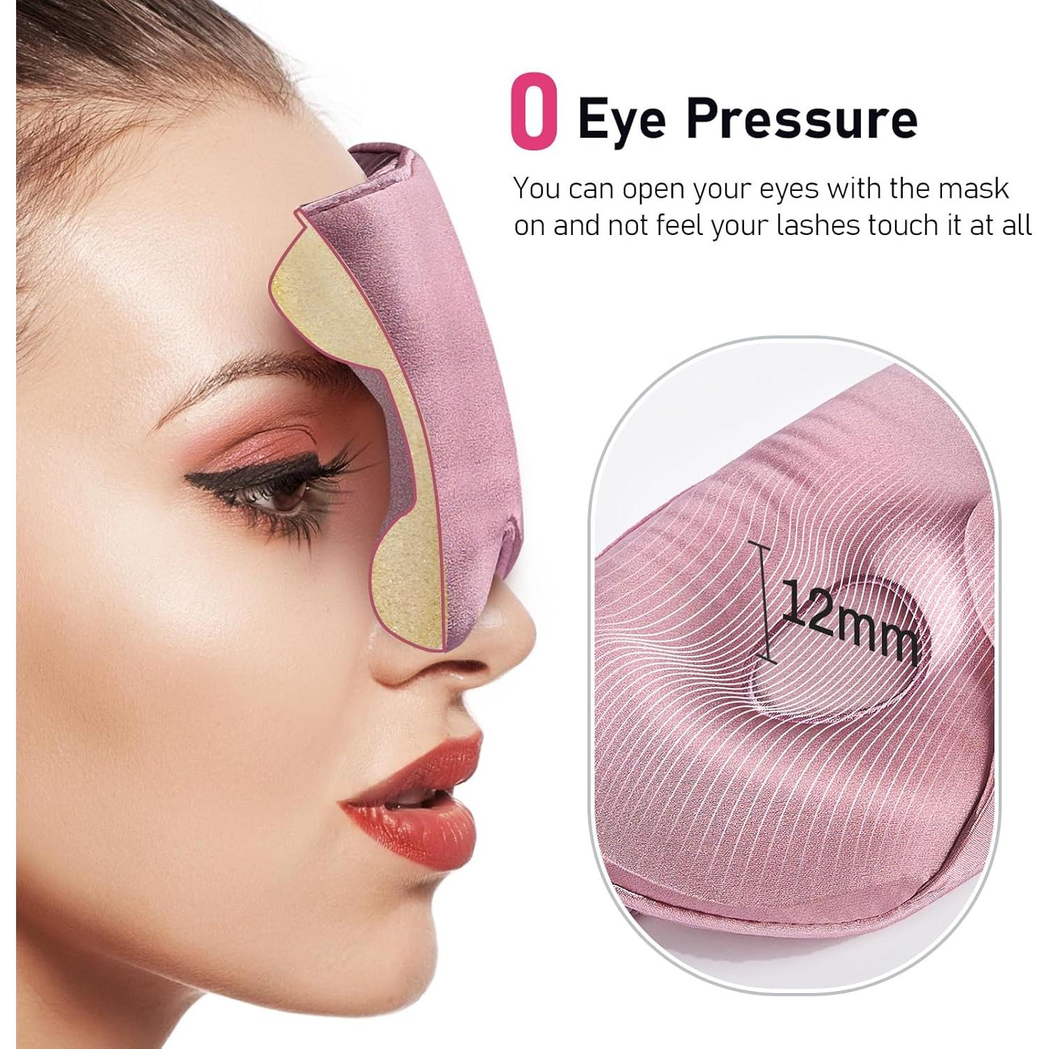 Máscara de Sueño LitBear 3D Seda Morera Ajustable Rosa