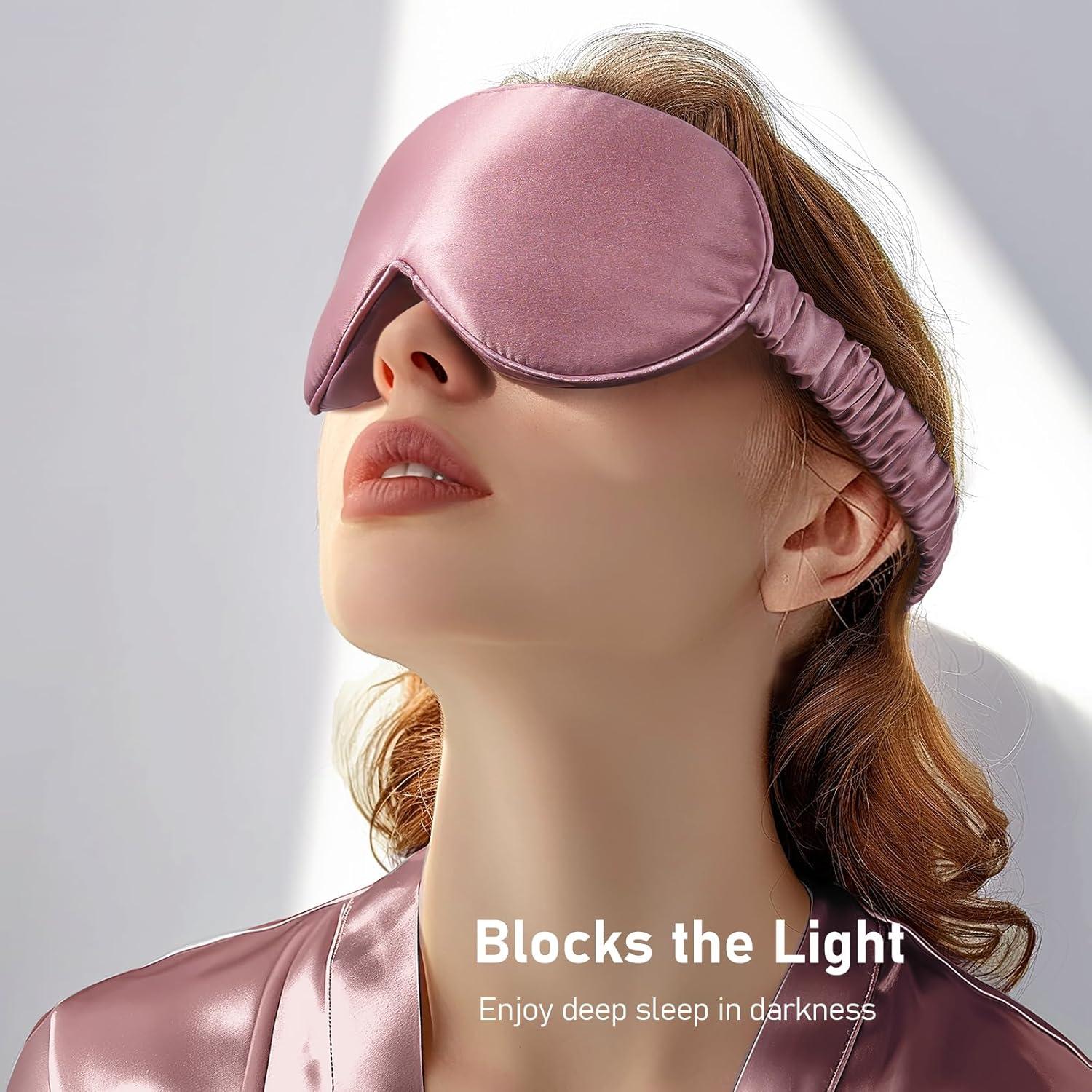 Máscara de Sueño LitBear 3D Seda Morera Ajustable Rosa