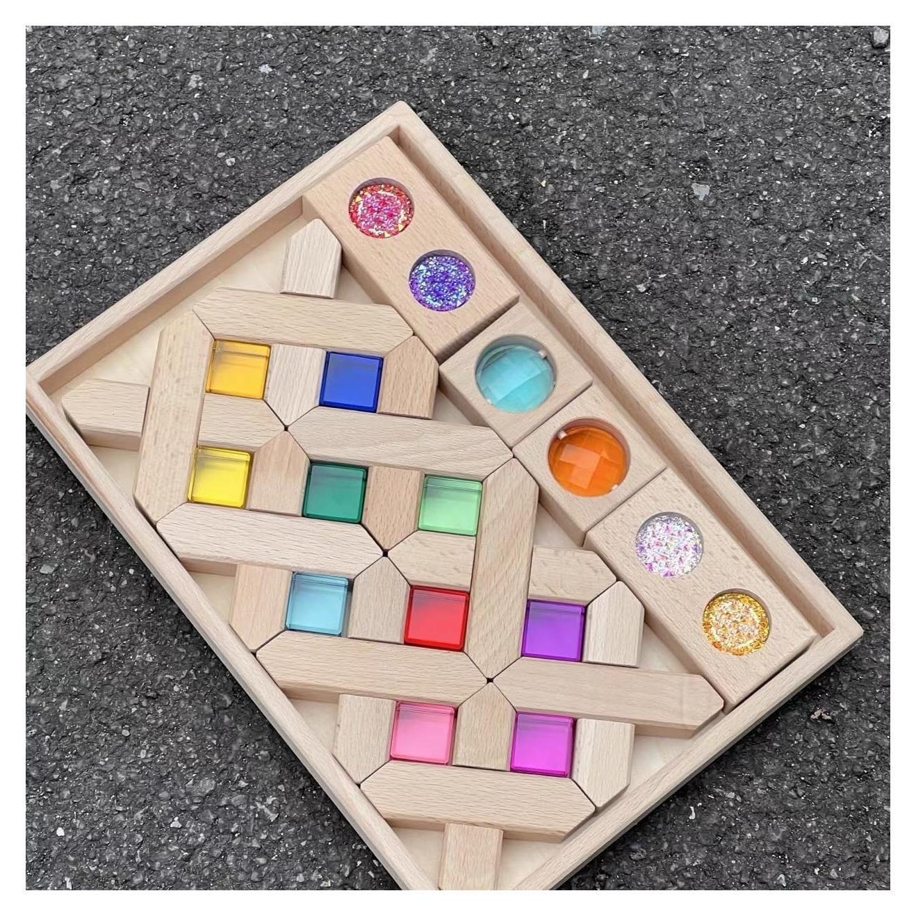 Juego de Bloques de Construcción de Acrílico y Madera KOAICS 22PCS