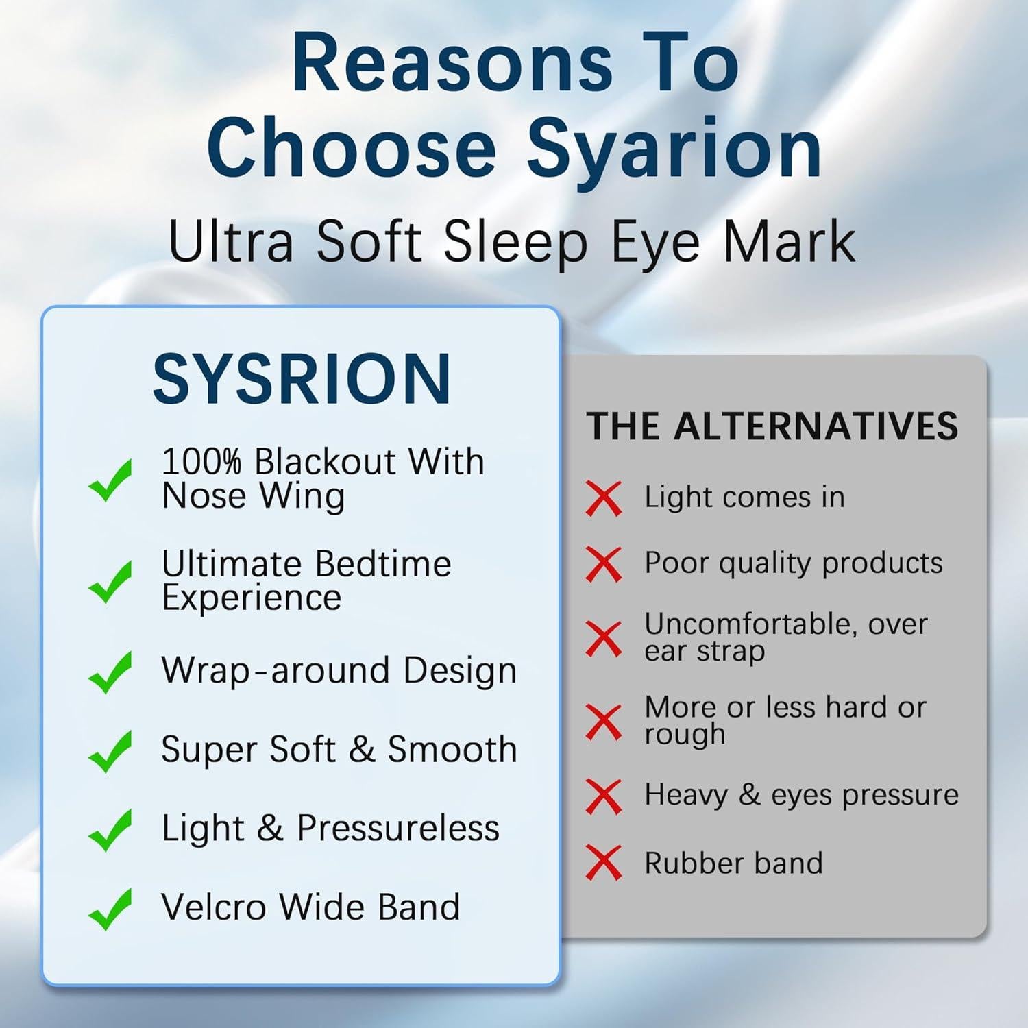 Máscara de Sueño Sysrion Ultra Suave Ajustable para Dormir