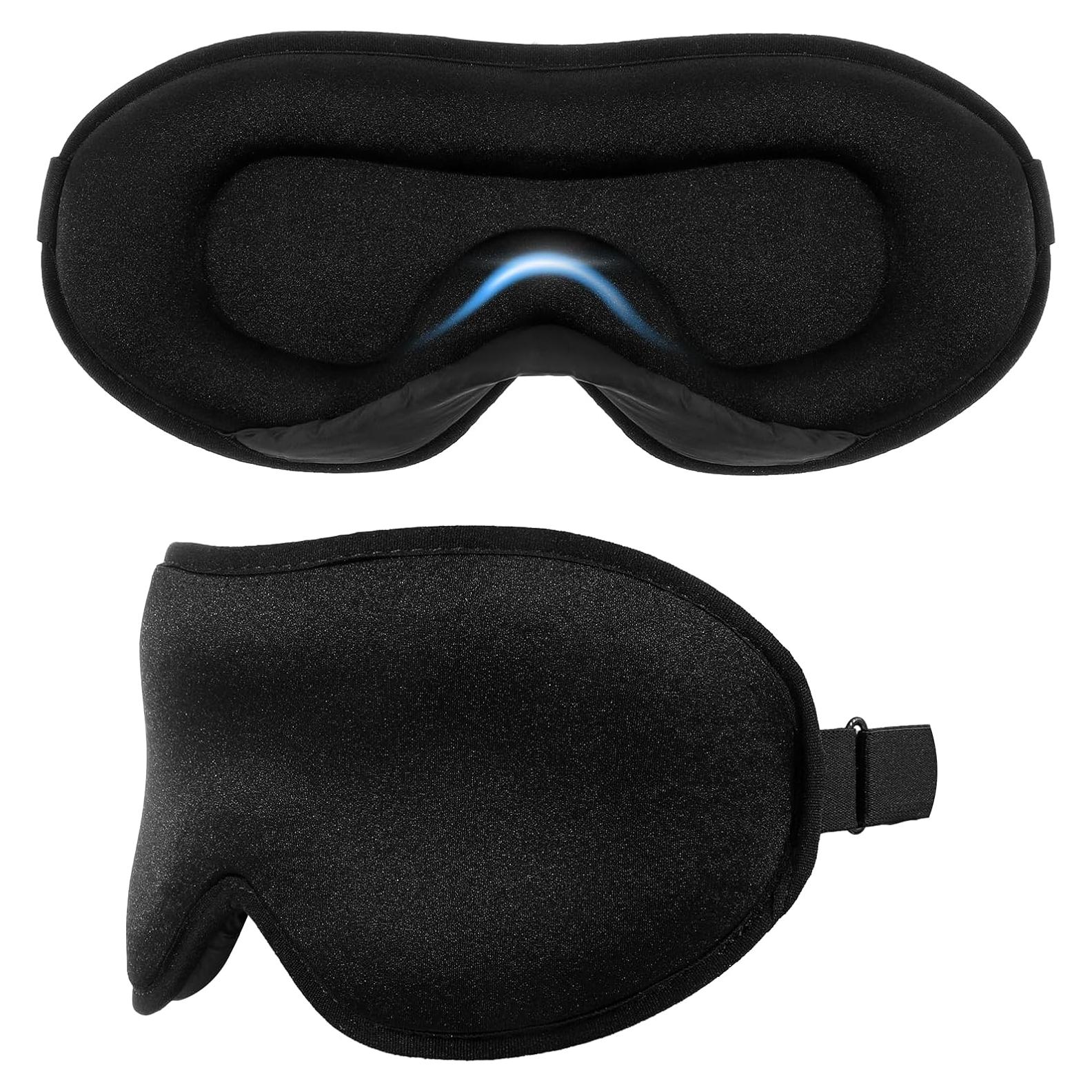 Sleep Eye Mask, Blackout Light Sleeping Mask for Women Men Zero Eye Pressure Sleeping Mask 3D Contoured Cup Travel Eye Mask Eye Cover with Adjustable Strap, Breathable & Soft