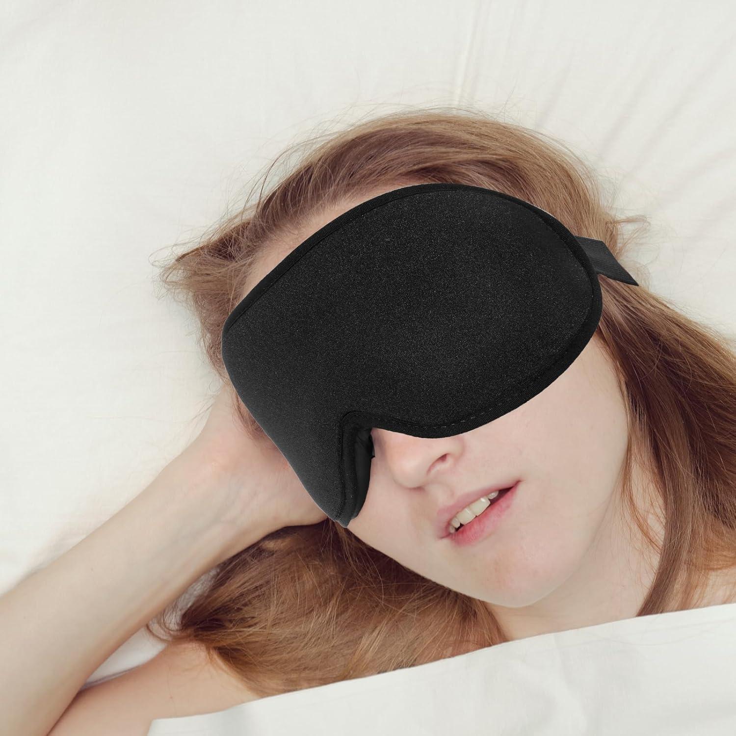 Sleep Eye Mask, Blackout Light Sleeping Mask for Women Men Zero Eye Pressure Sleeping Mask 3D Contoured Cup Travel Eye Mask Eye Cover with Adjustable Strap, Breathable & Soft