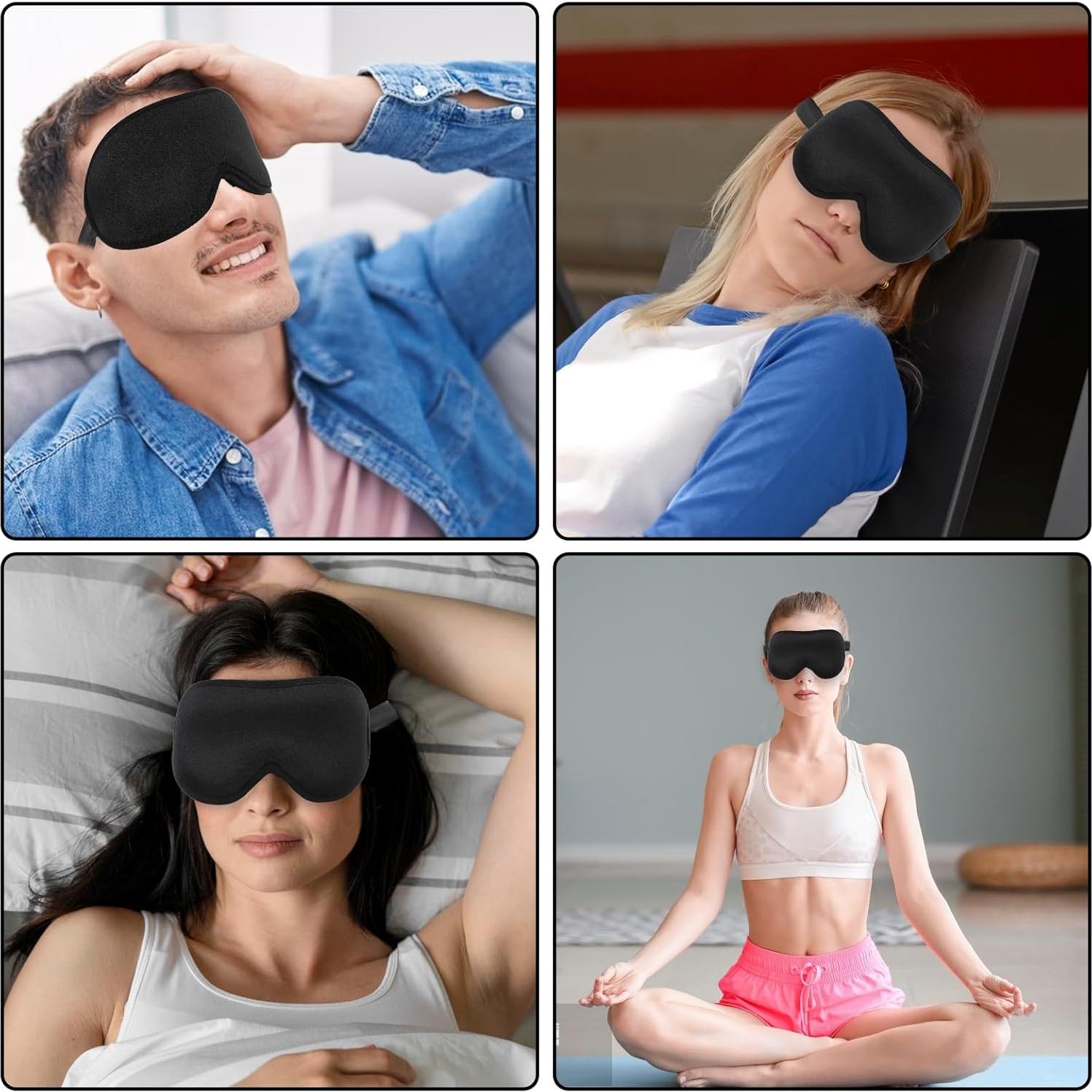 Sleep Eye Mask, Blackout Light Sleeping Mask for Women Men Zero Eye Pressure Sleeping Mask 3D Contoured Cup Travel Eye Mask Eye Cover with Adjustable Strap, Breathable & Soft