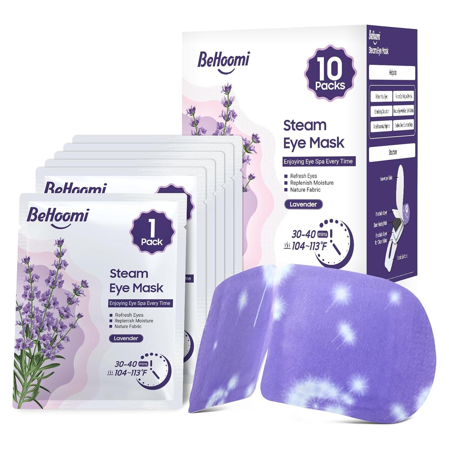 Máscara de Ojos Calentada BeHoomi 10 Paquetes Lavanda
