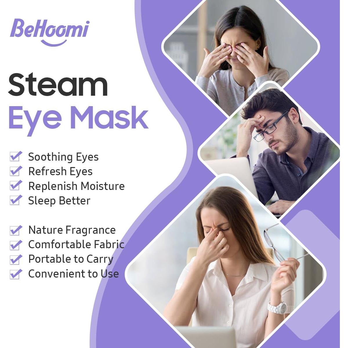 Máscara de Ojos Calentada BeHoomi 10 Paquetes Lavanda