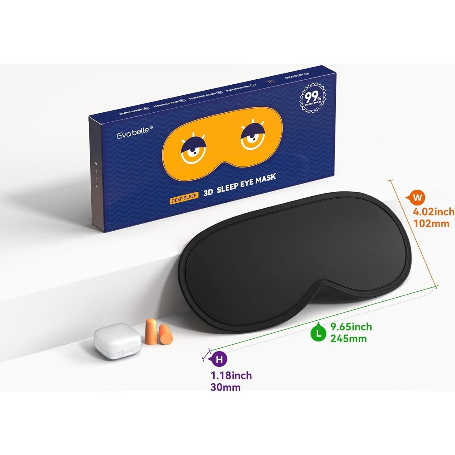 Máscara para dormir EVA BELLE 3D ajustable negra