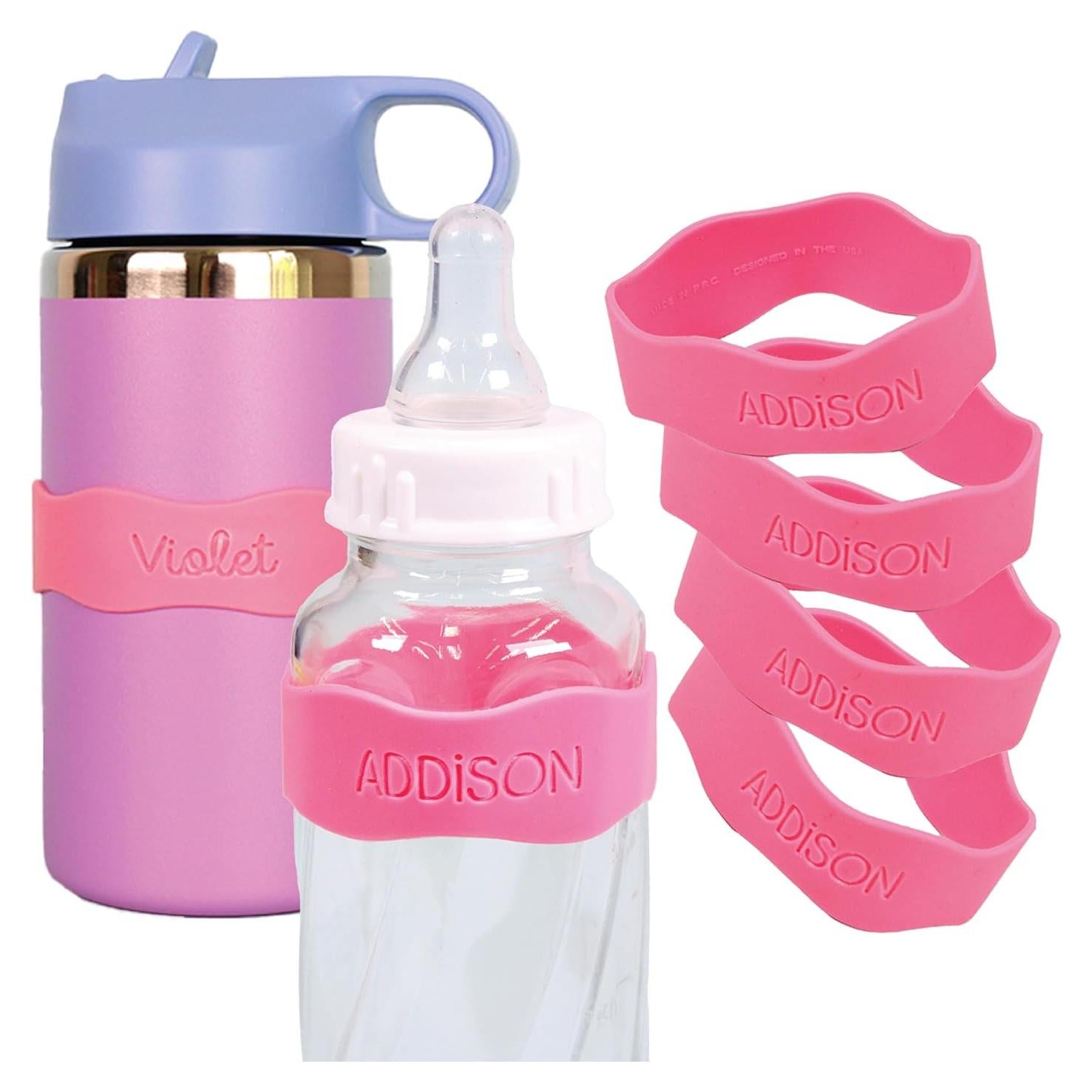 Etiquetas Reutilizables Orbit InchBug para Biberones y Botellas - Set de 4 Rosa