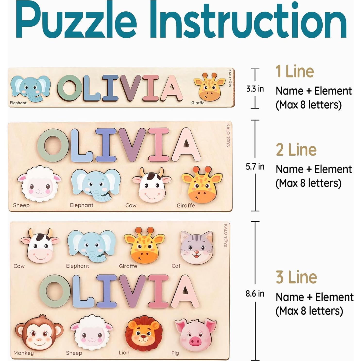 Rompecabezas Personalizado de Madera para Niños 1-3 Años