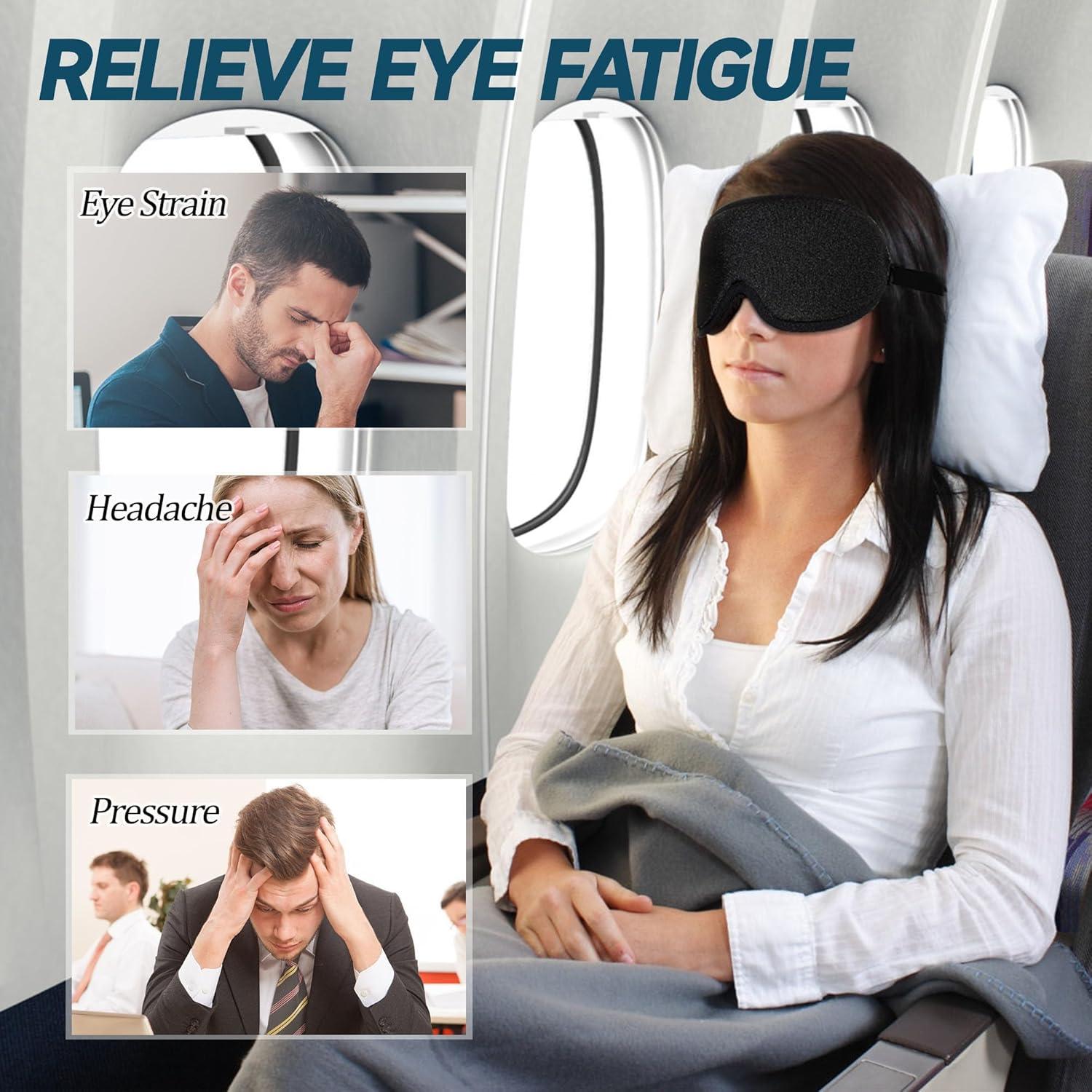 HYCLES Máscara de Sueño 3D Ajustable Bloqueo Luz Negro