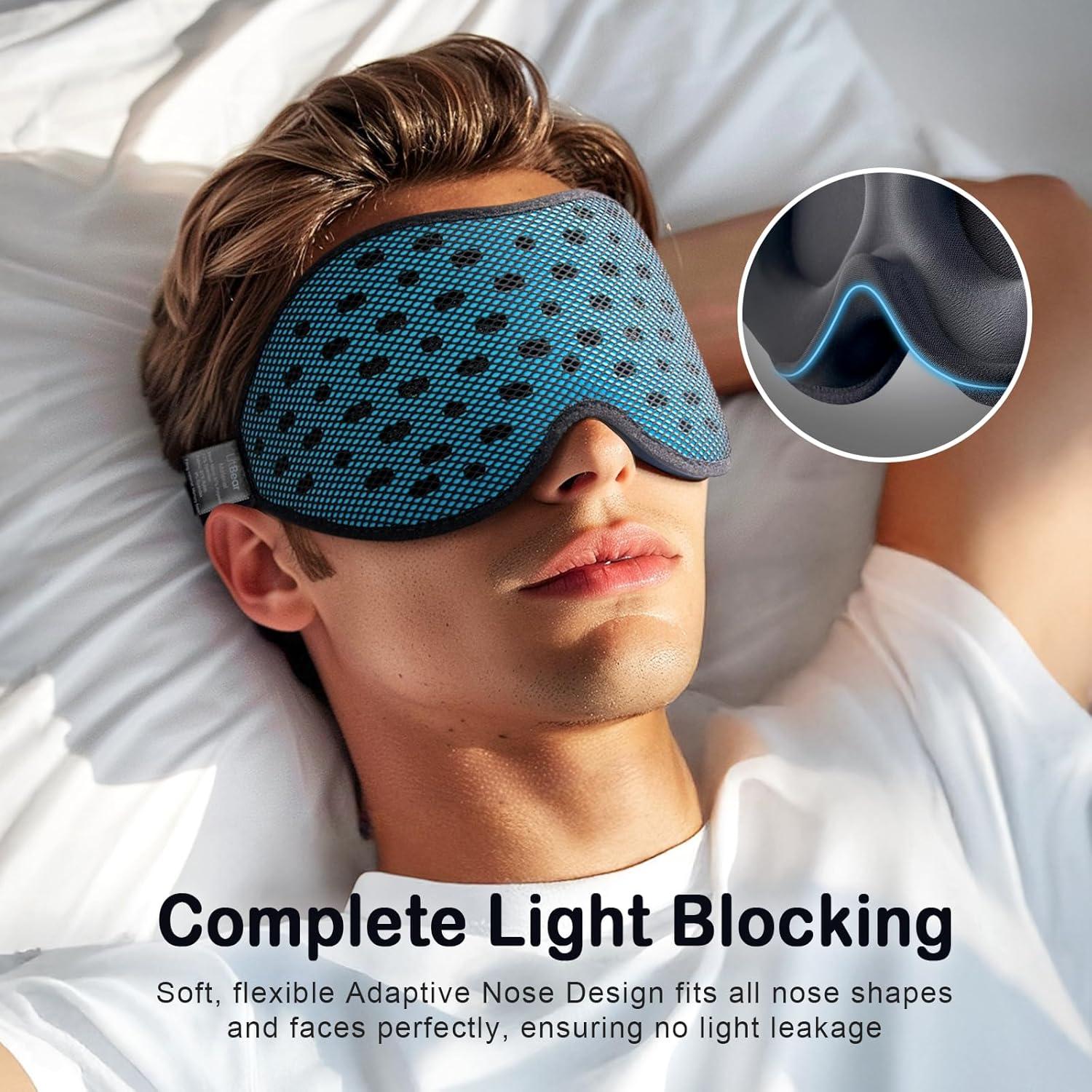 Mascarilla para dormir LitBear 3D ajustable bloqueadora luz - Azul