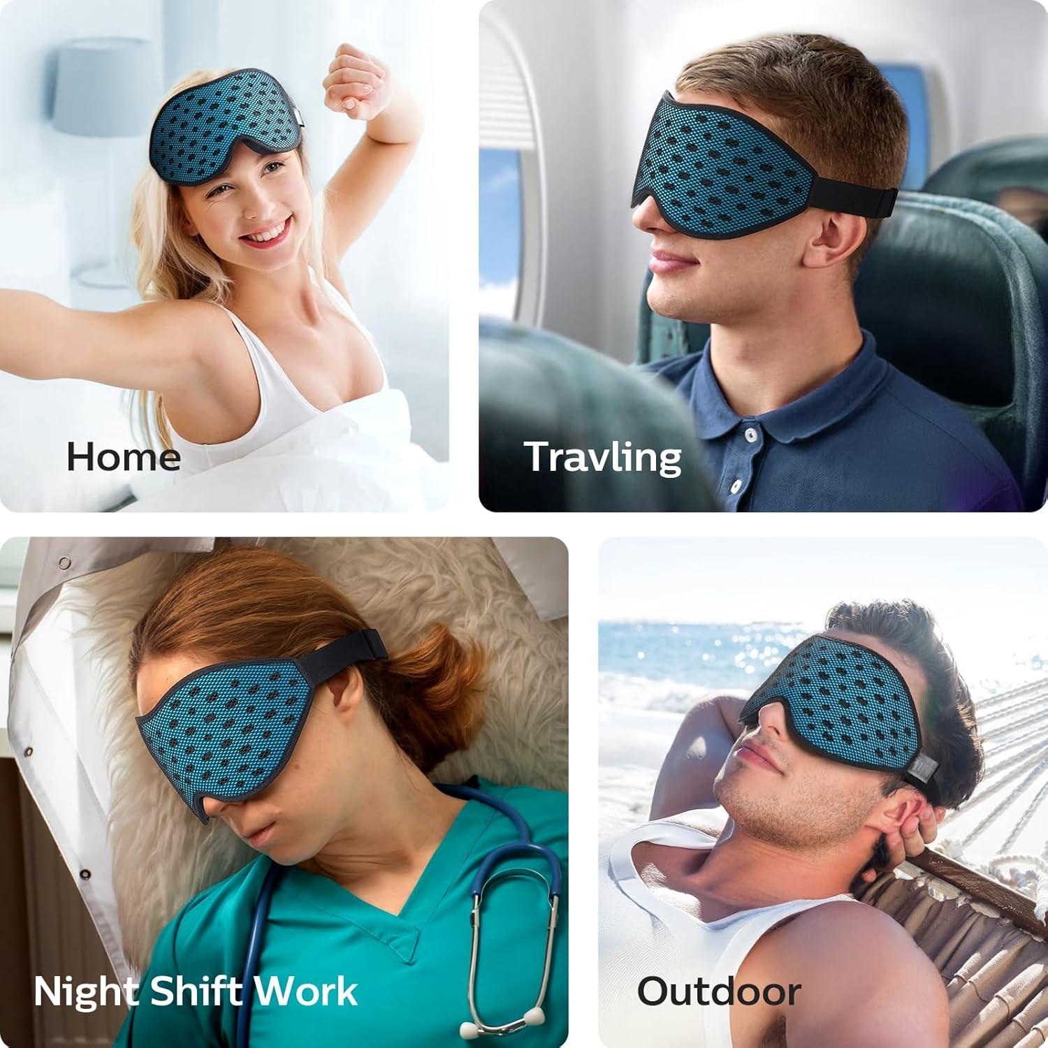 Mascarilla para dormir LitBear 3D ajustable bloqueadora luz - Azul