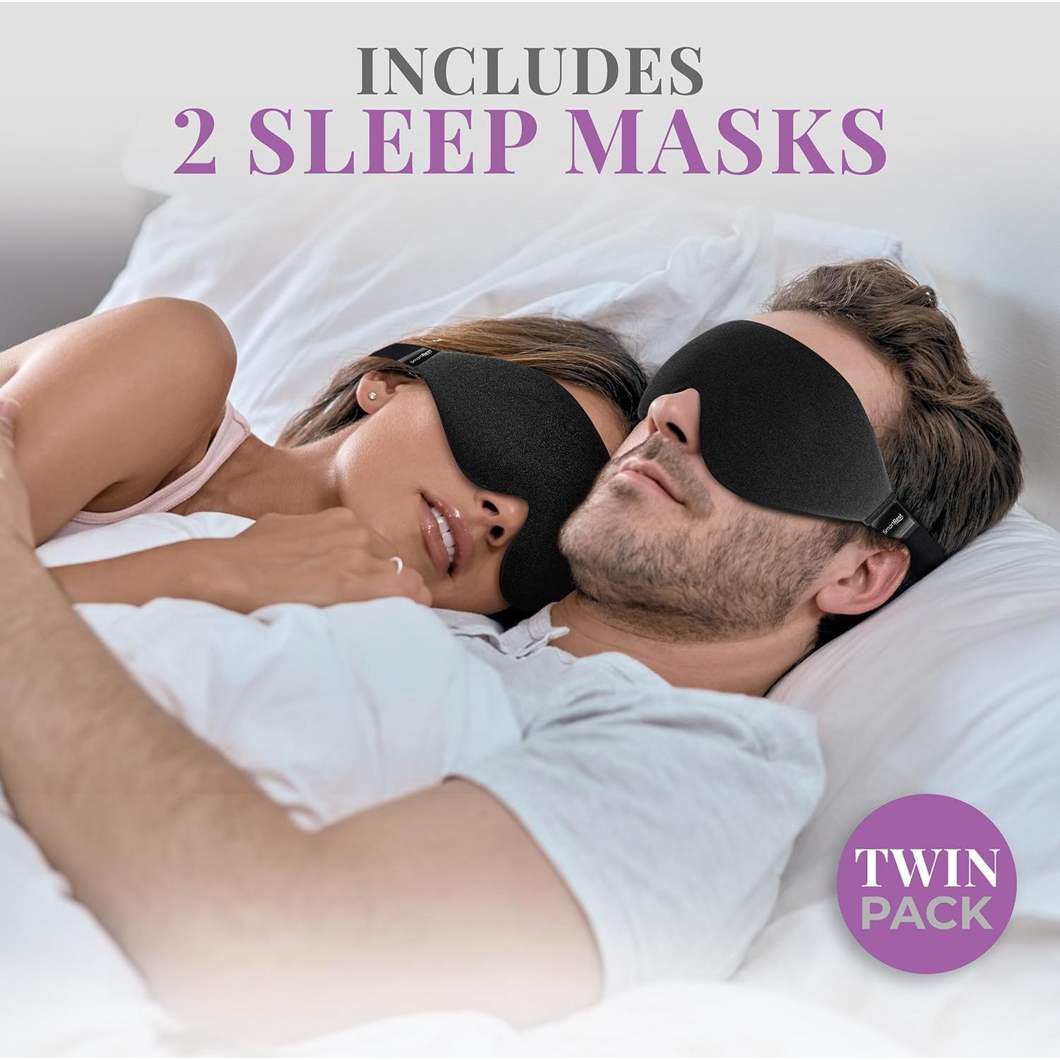 Máscara para dormir SmartRest S1 Negra - 100% opaca, 2 piezas