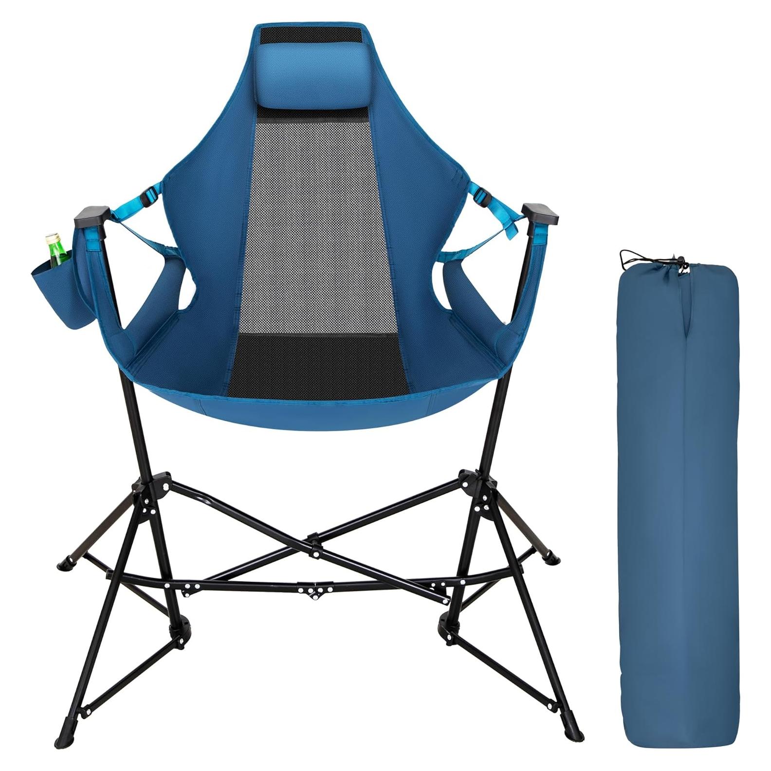 Silla de Camping Plegable LET'S CAMP Charles Azul 136kg