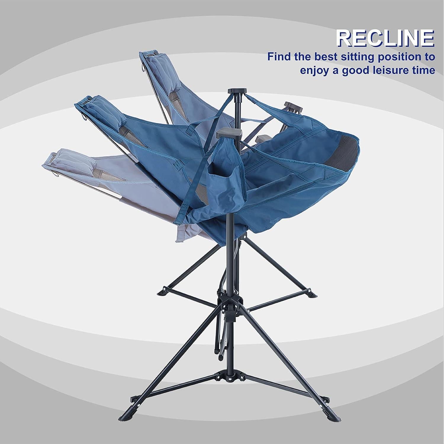 Silla de Camping Plegable LET'S CAMP Charles Azul 136kg