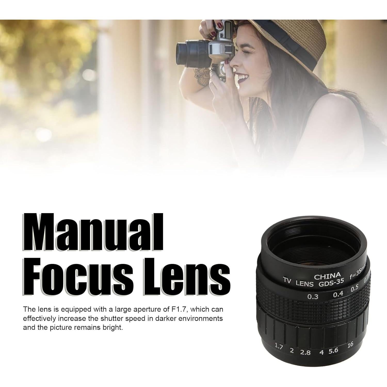 Lente Manual Pomya 35mm F1.7 para Cámara Sin Espejo MFT