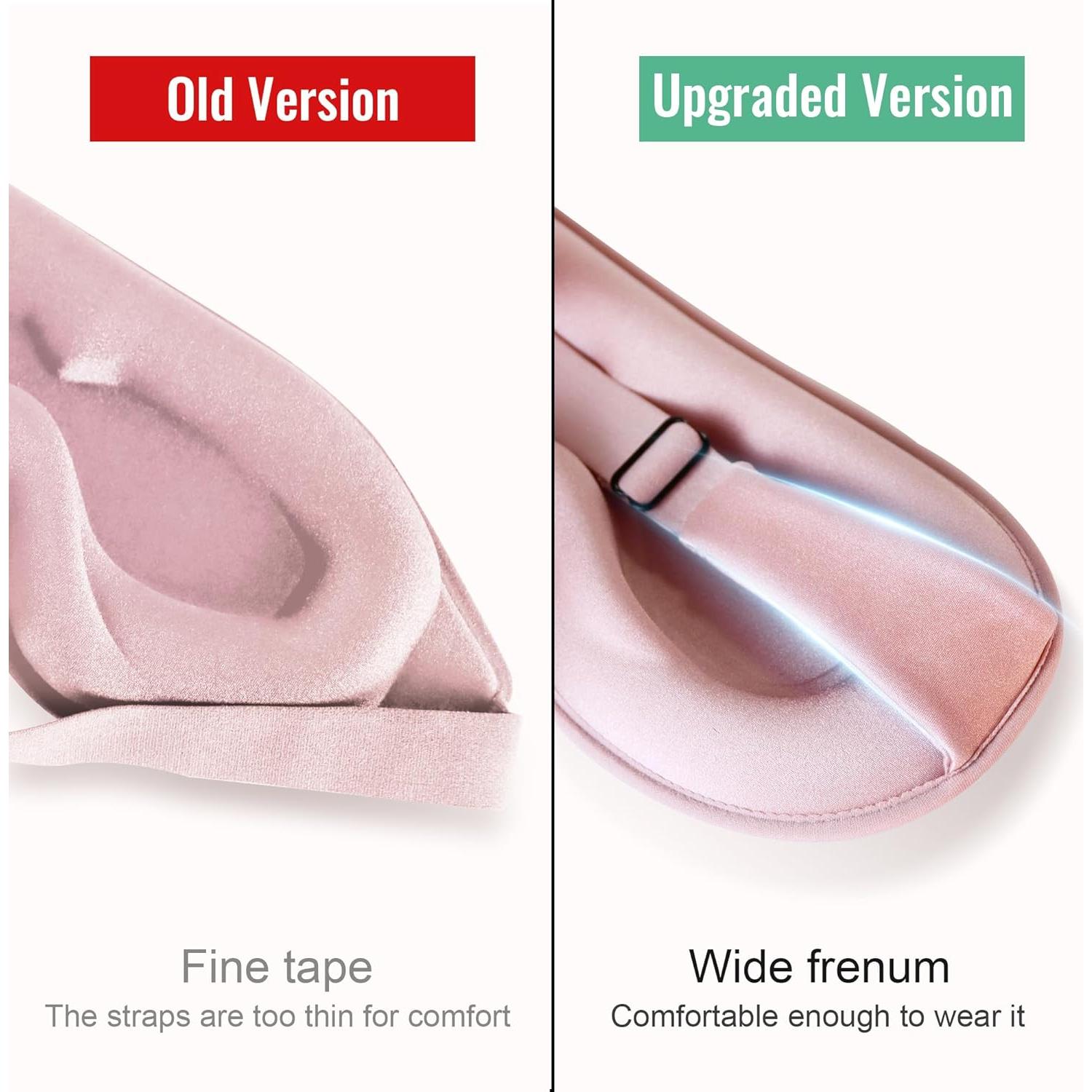 Máscara para dormir 3D QUWOLACE rosa con correa ajustable