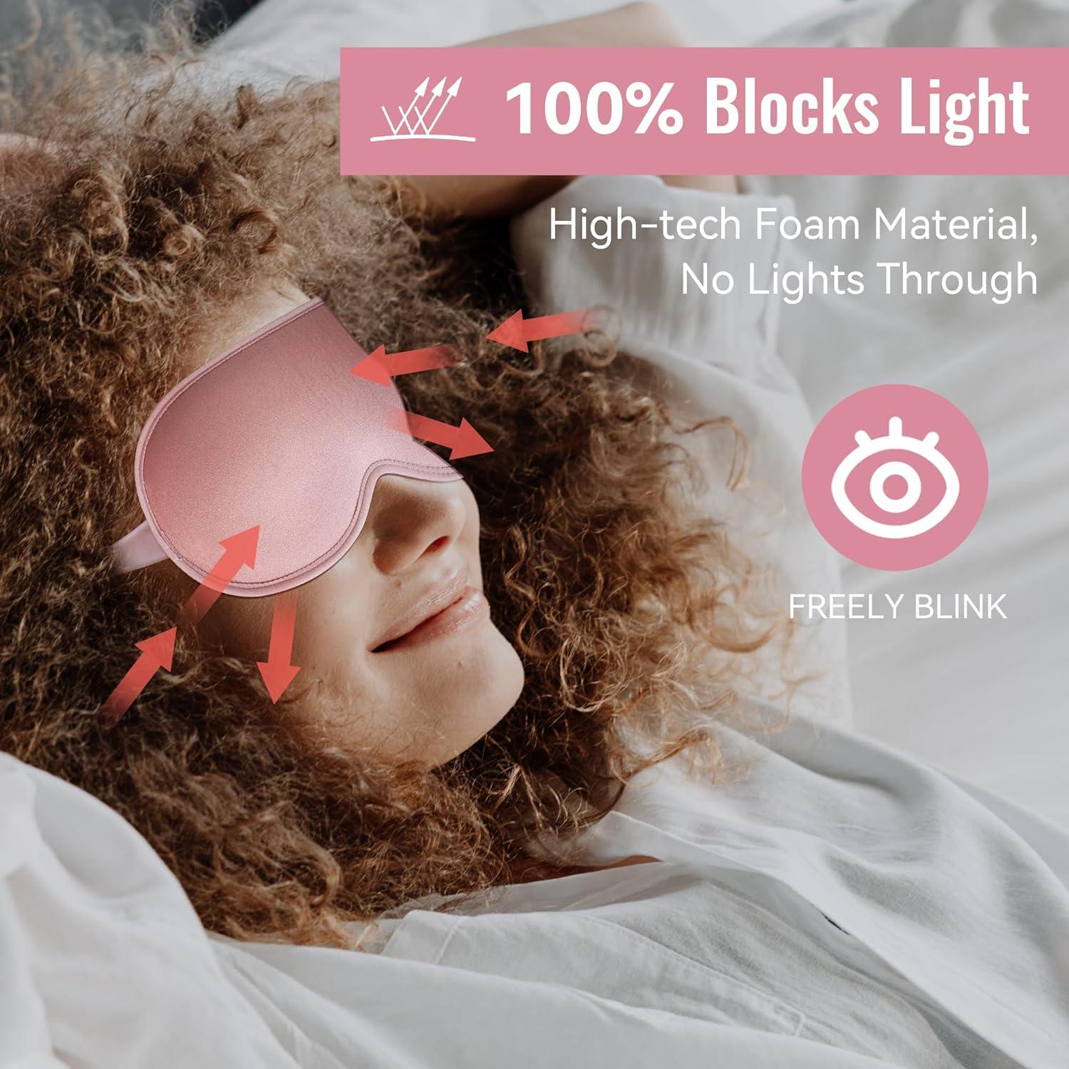 Máscara para dormir 3D QUWOLACE rosa con correa ajustable